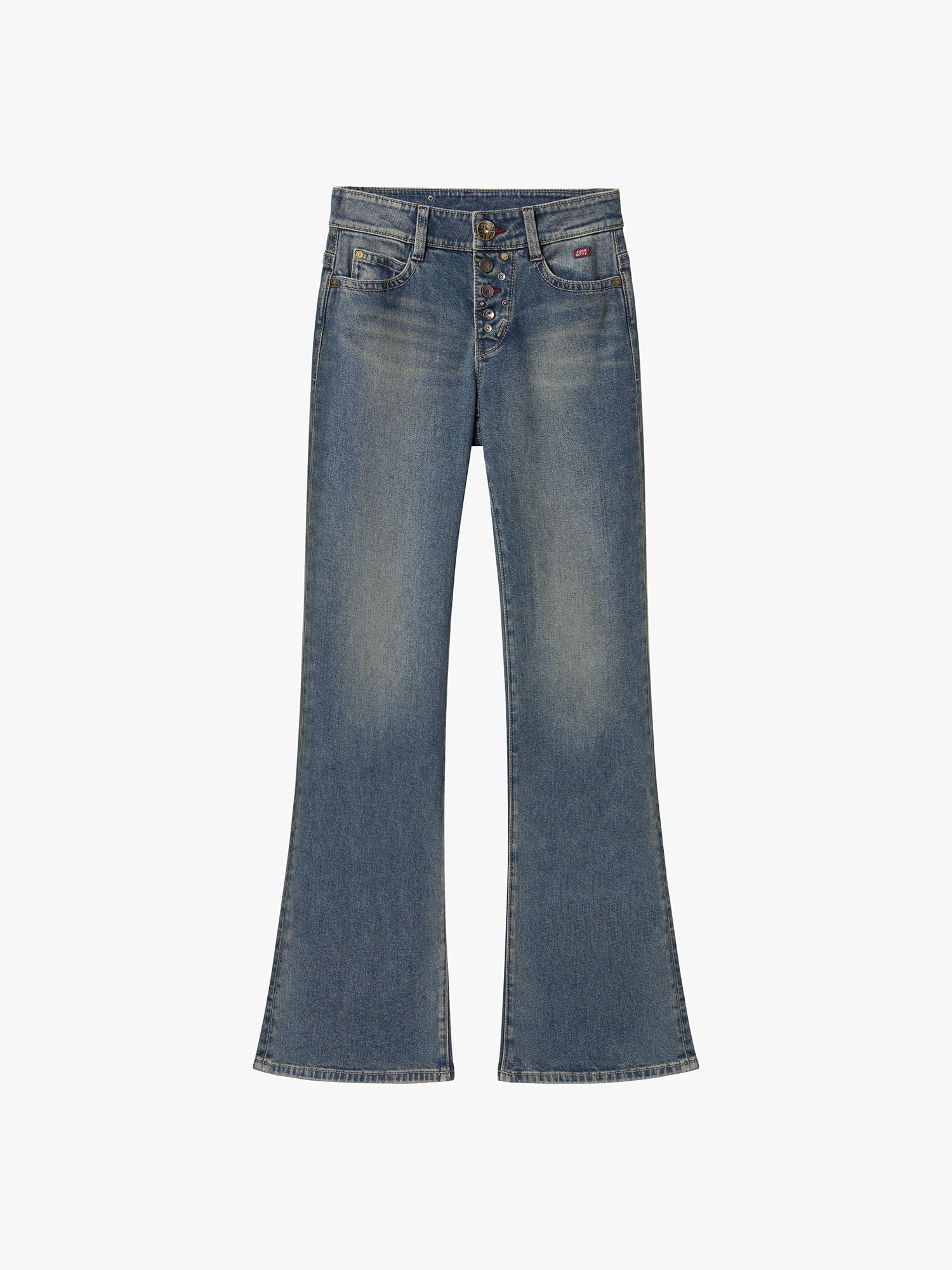 Multi-Button Flared Jeans