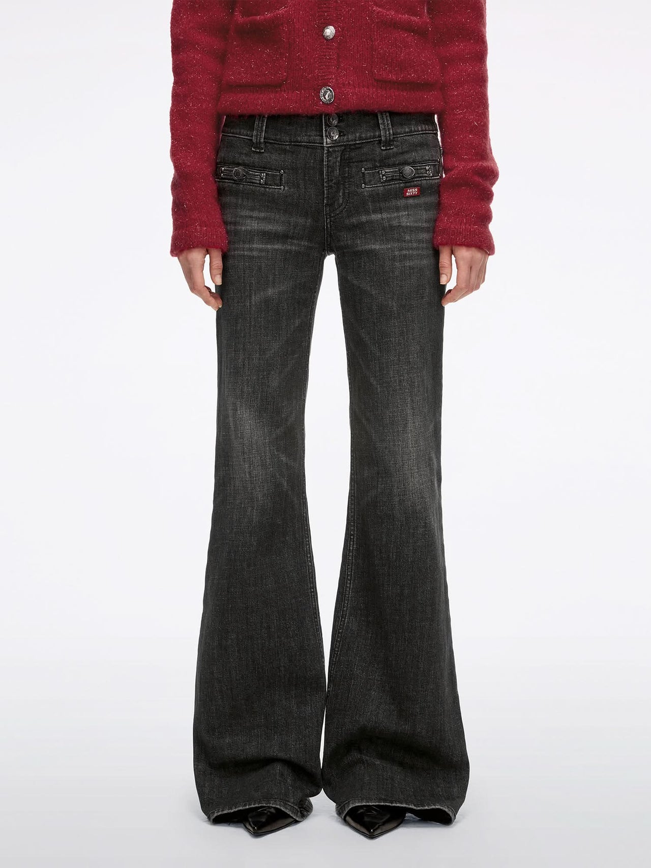 Double-Button Flared Jeans