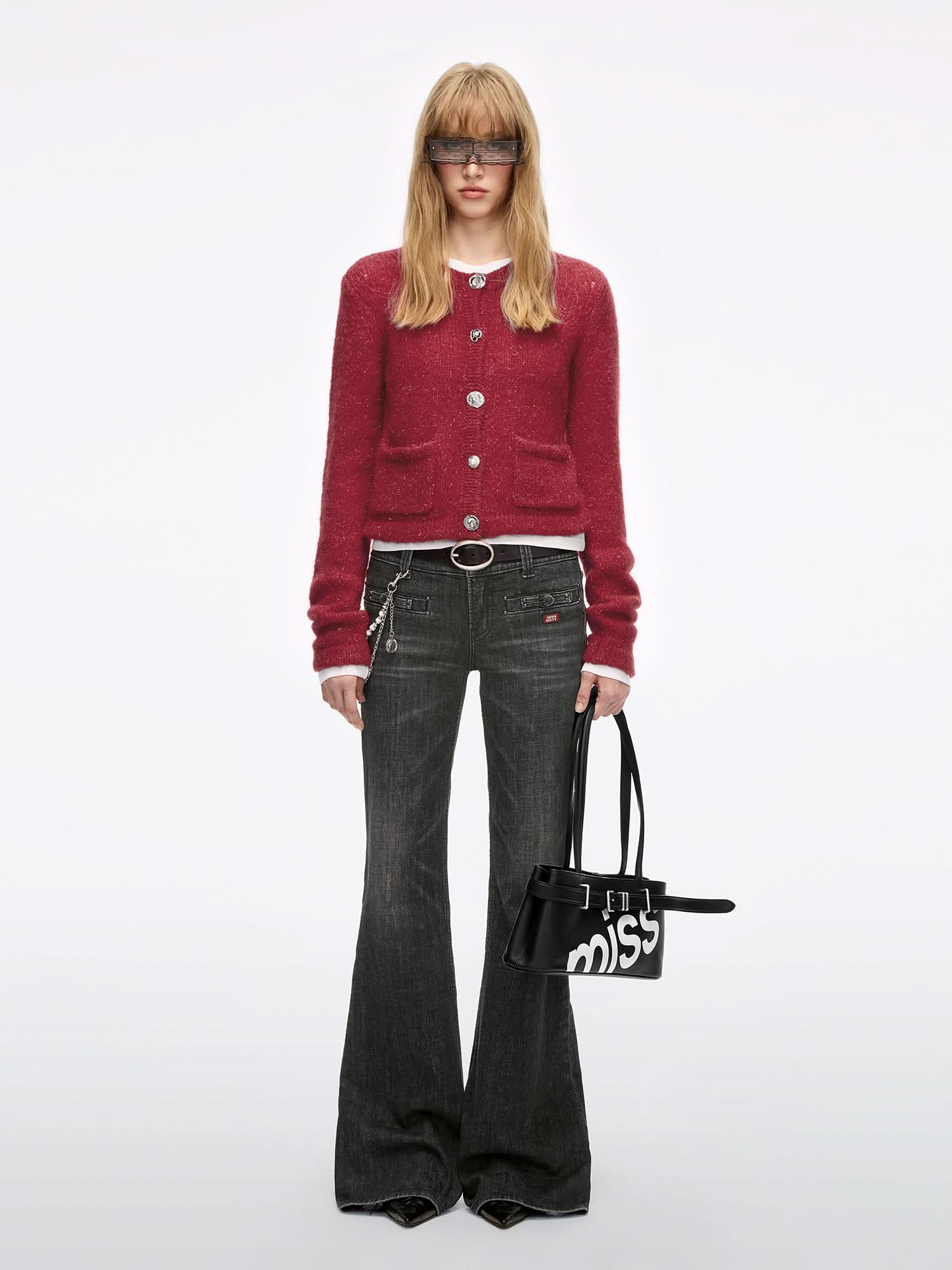Double-Button Flared Jeans