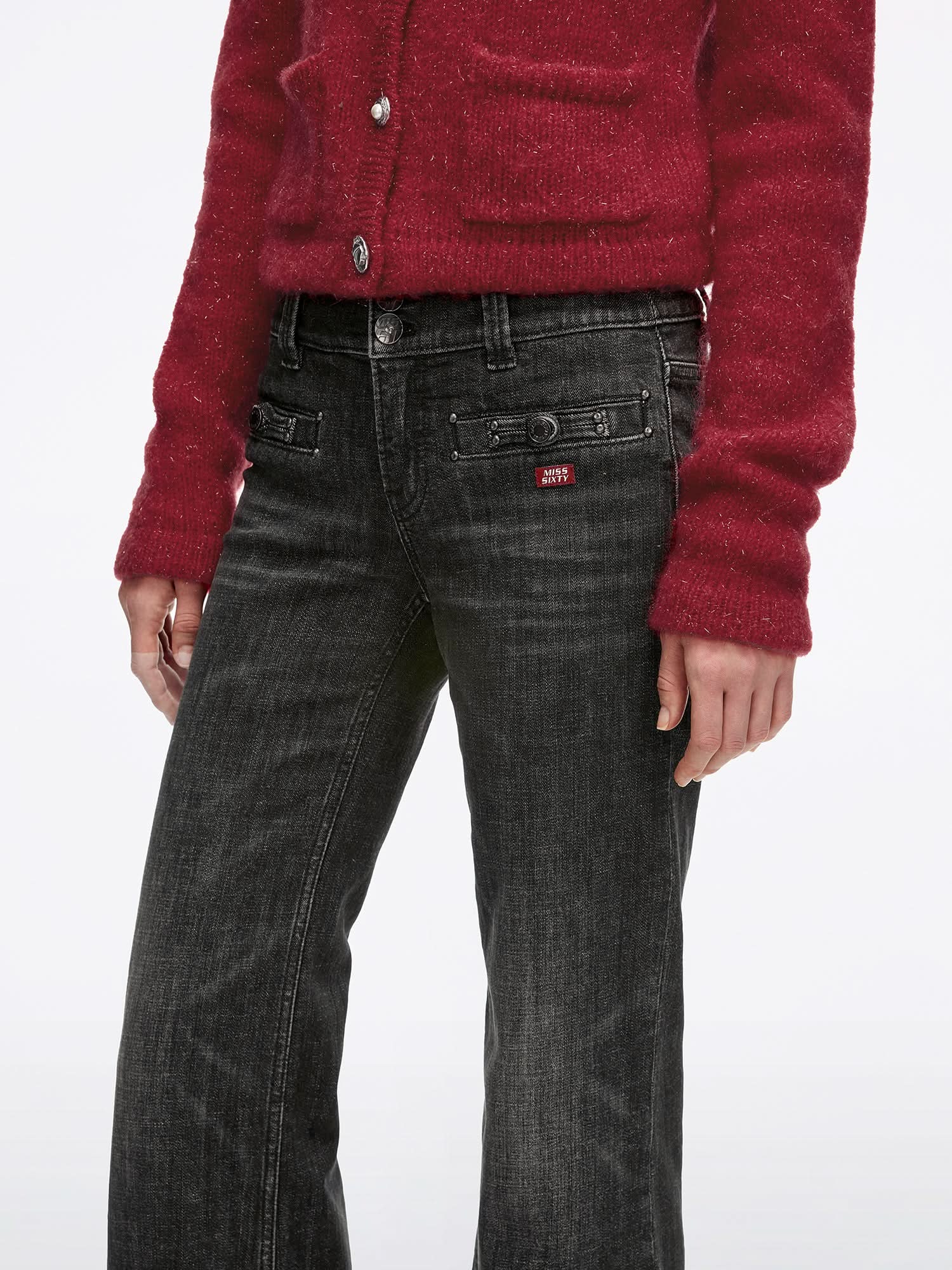 Double-Button Flared Jeans