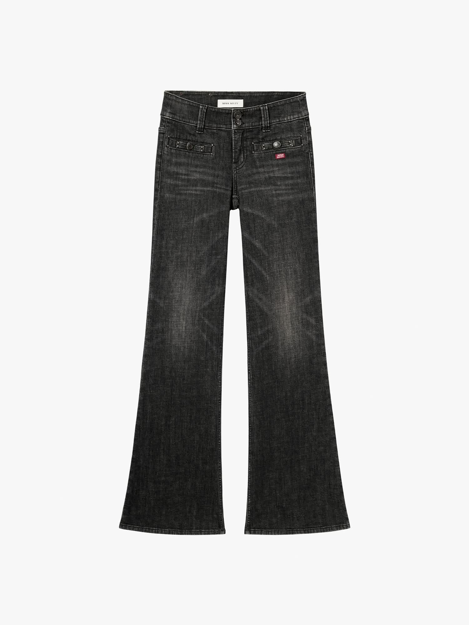 Double-Button Flared Jeans