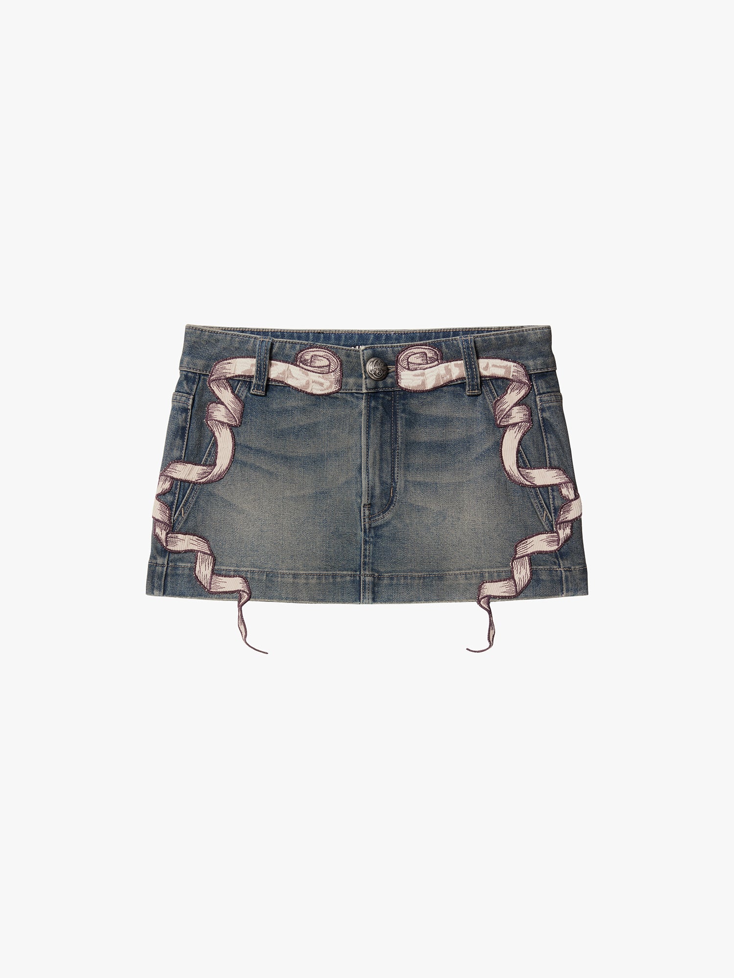 Embroidered Denim Skirt