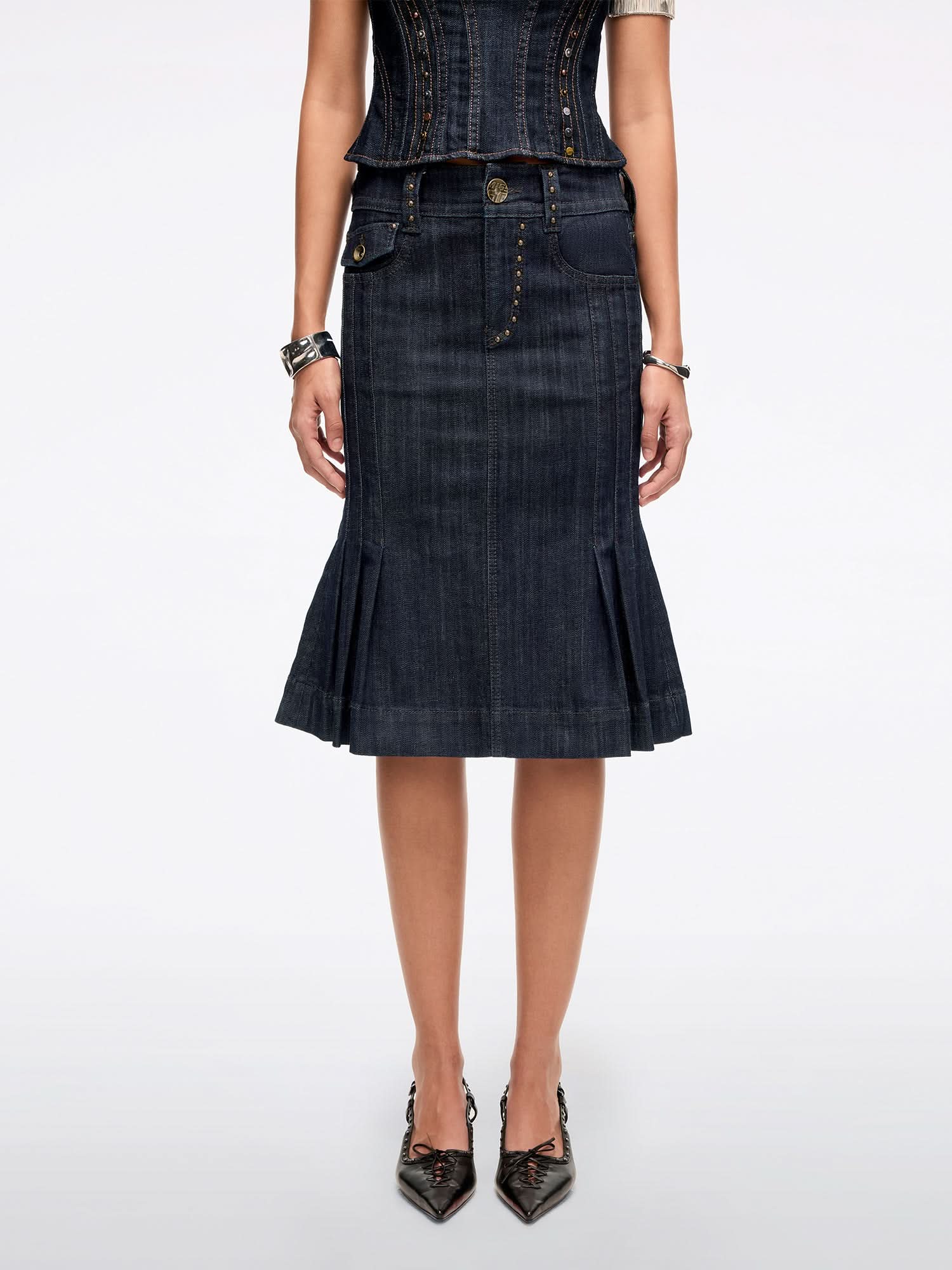 Mermaid Denim Midi Skirt