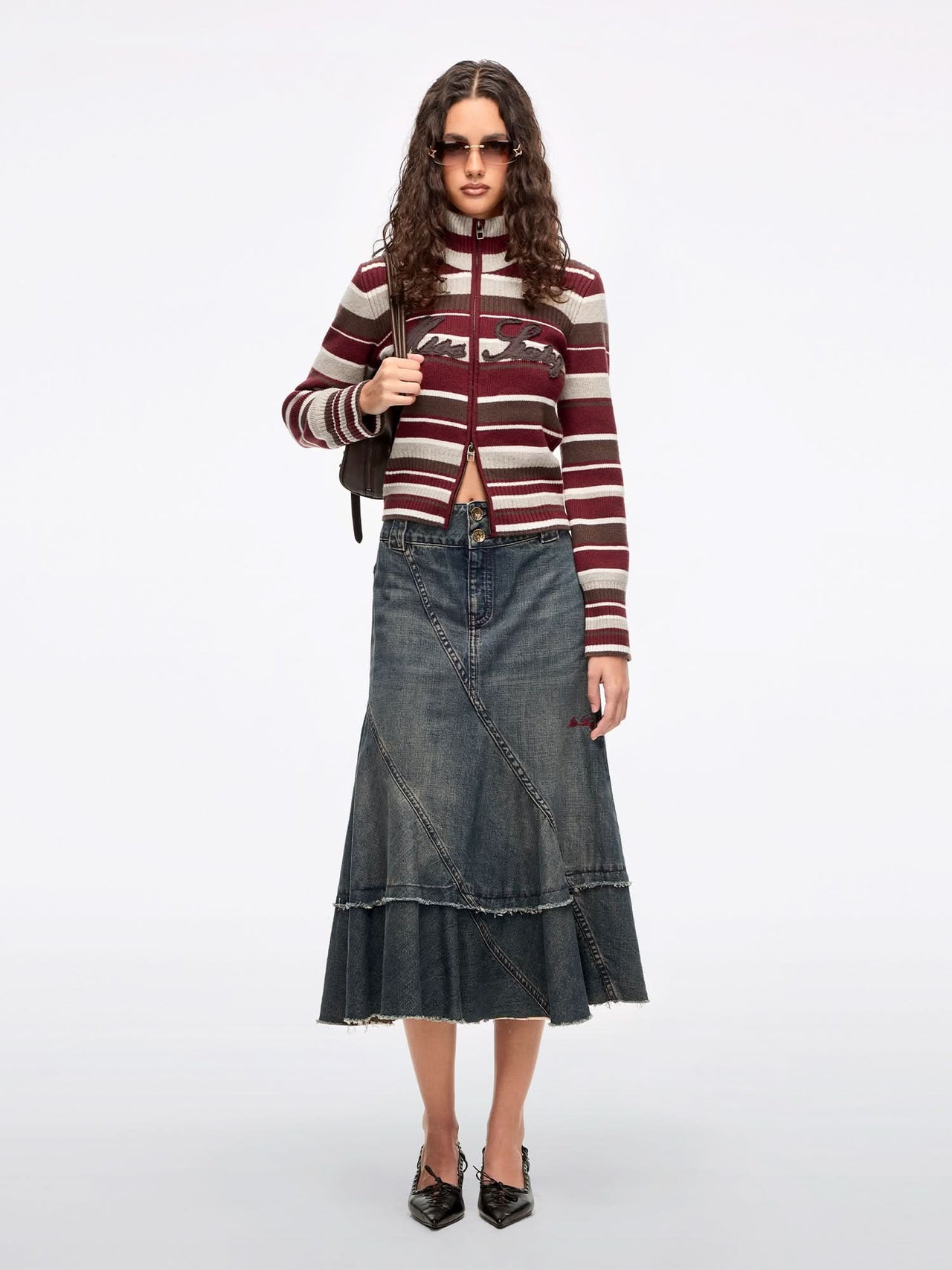 Patchwork Denim Maxi Skirt