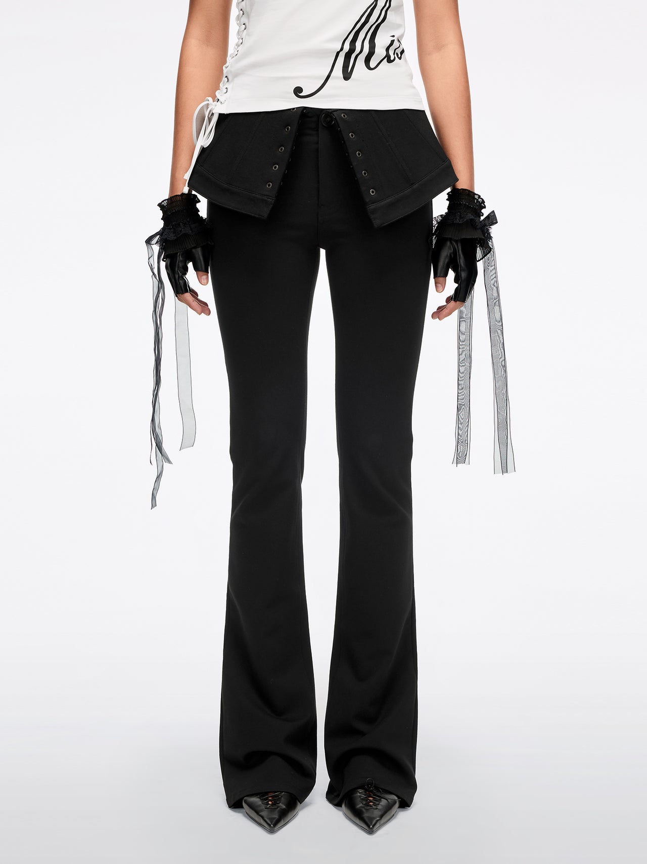 Corset-Waist Flared Pants