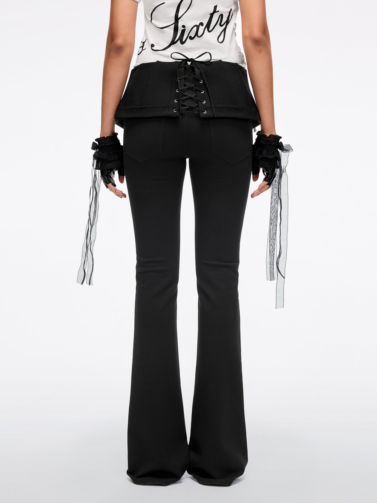 Corset-Waist Flared Pants
