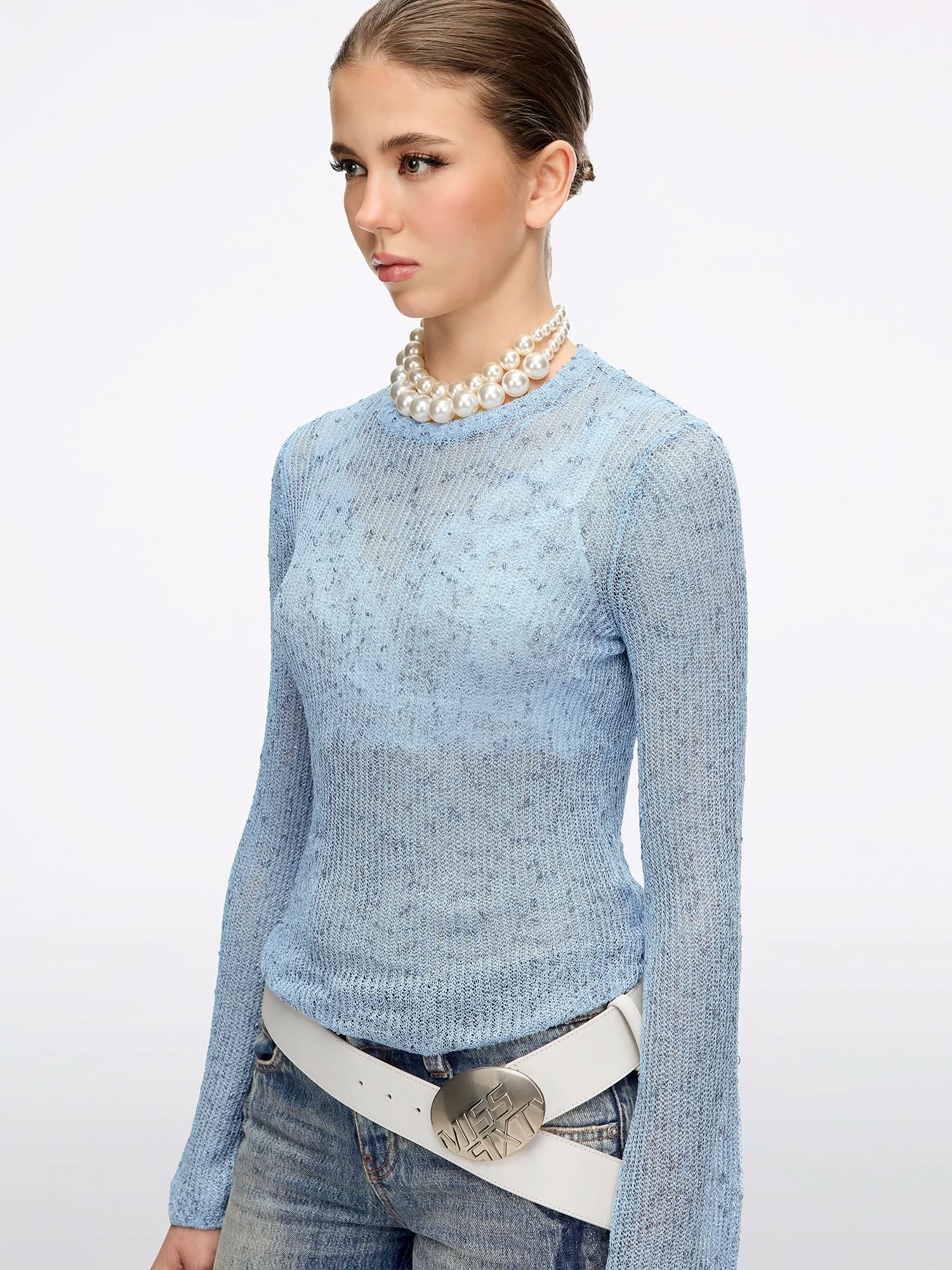 Bow-Embellished Knit Top