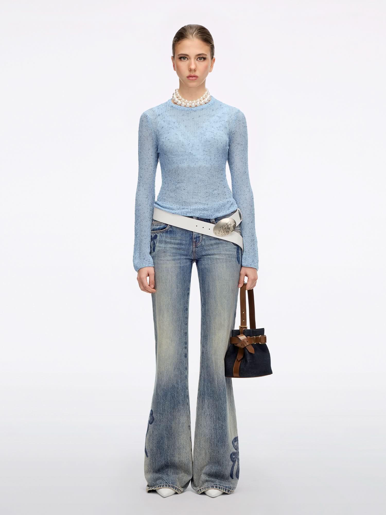 Bow-Embellished Knit Top