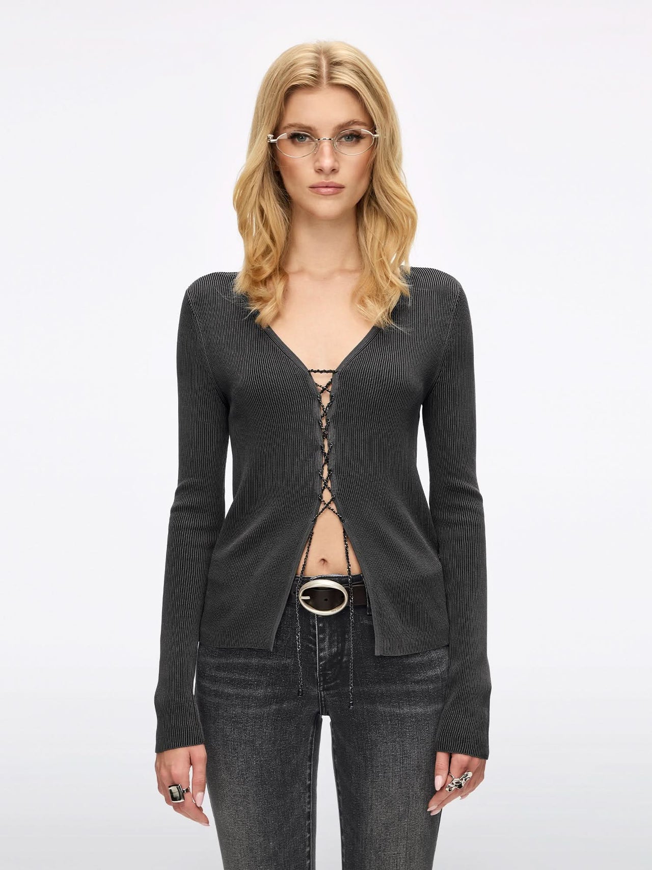 Tie-front Knit Top