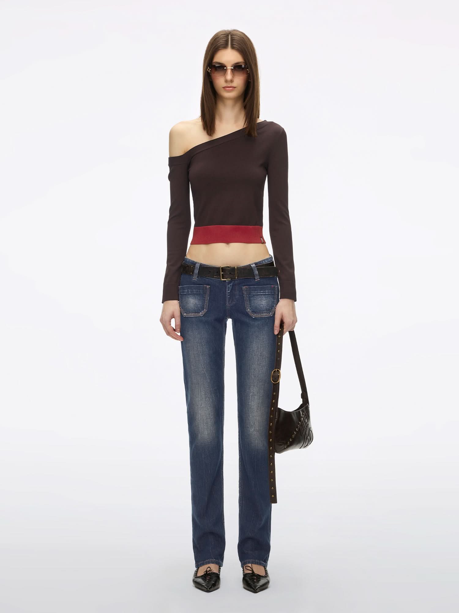 Slanted Shoulder Knit Top