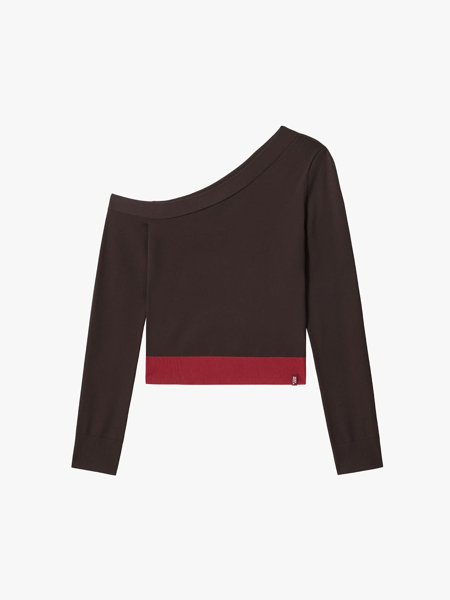 Slanted Shoulder Knit Top