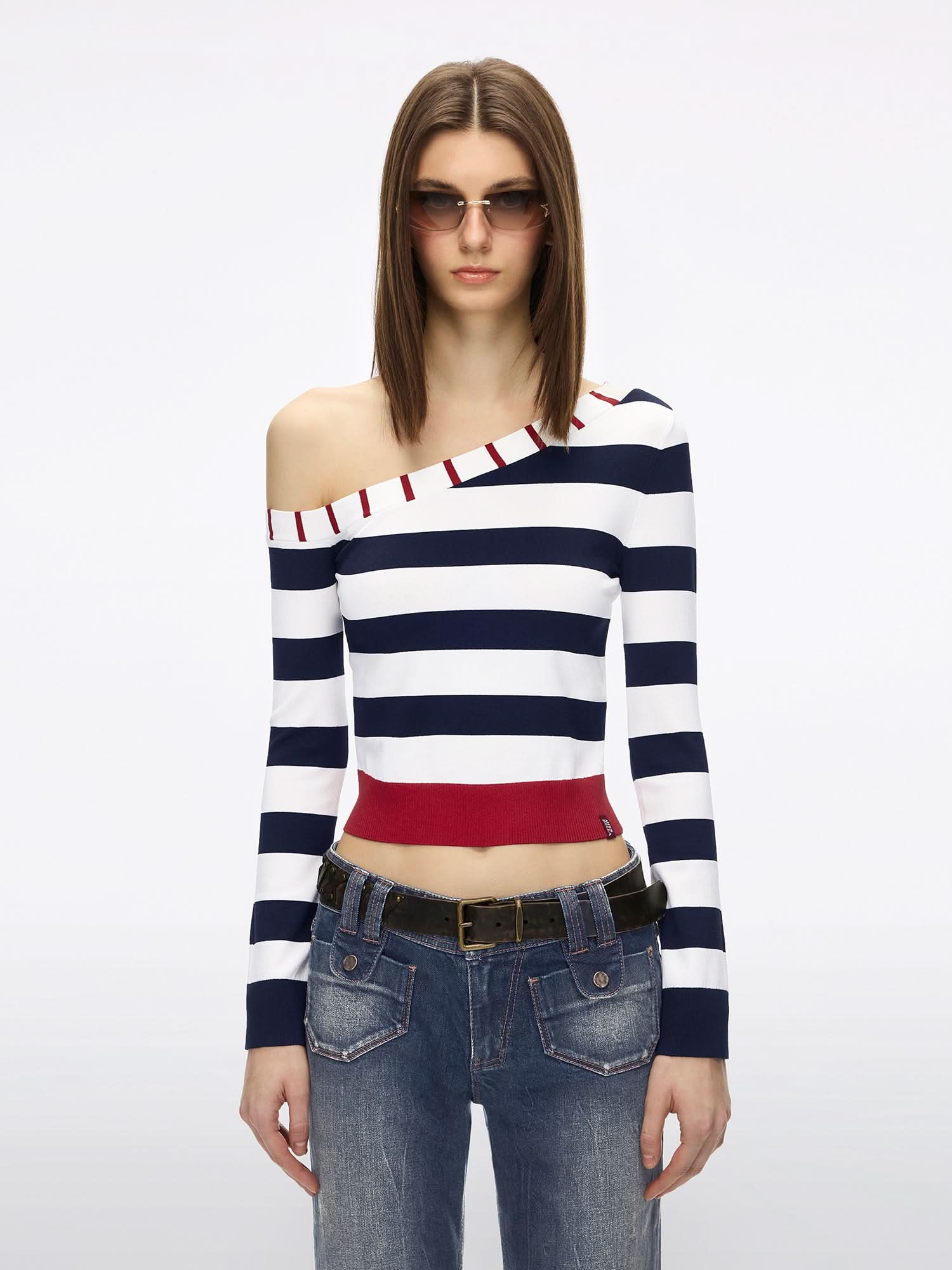 Slanted Shoulder Knit Top