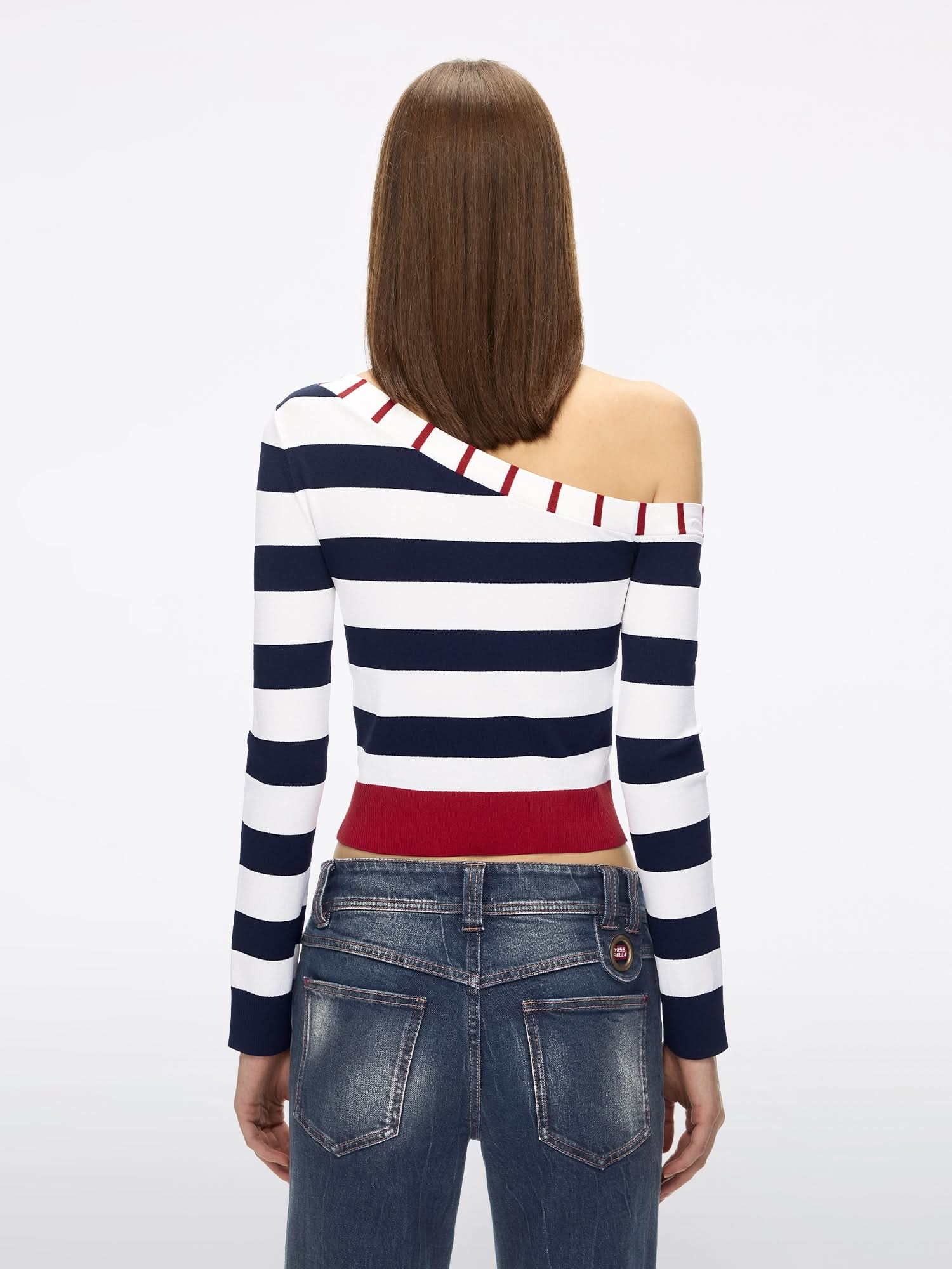 Slanted Shoulder Knit Top
