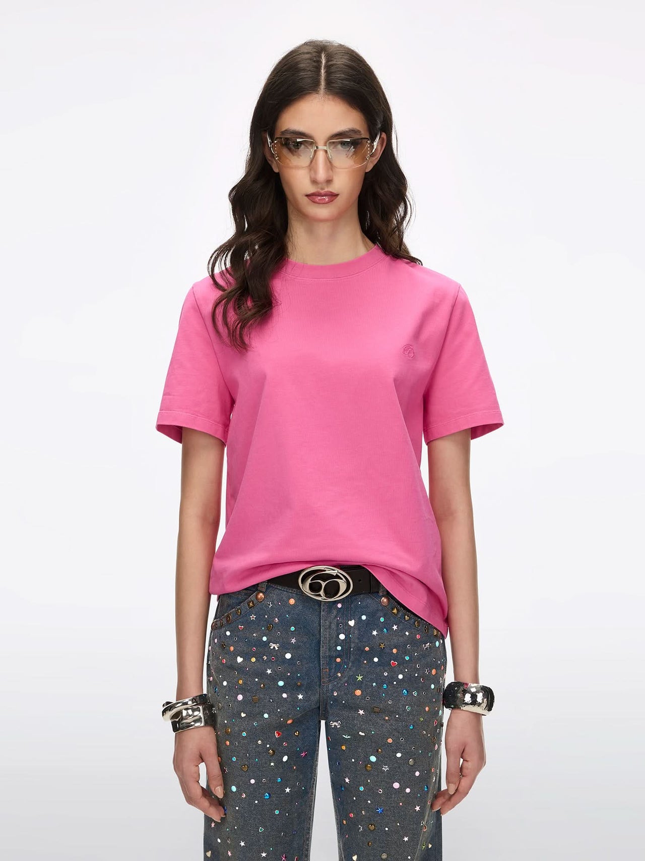 T-Shirt with Rhinestone Details