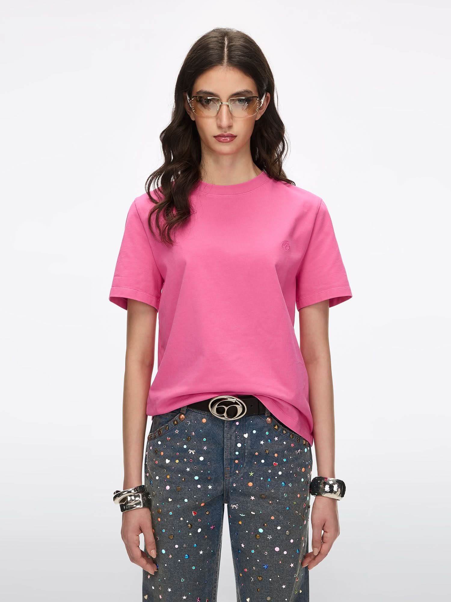 T-Shirt with Rhinestone Details