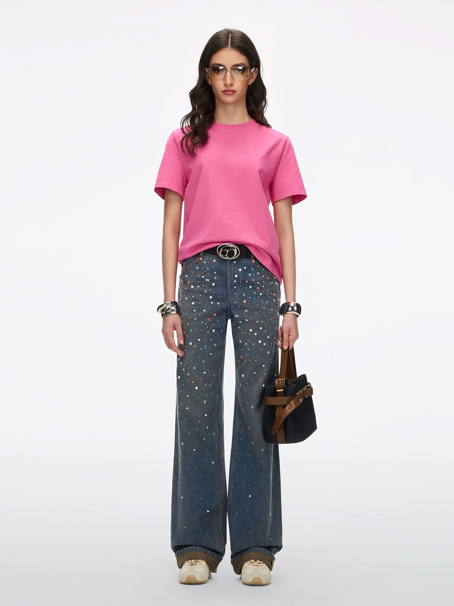 T-Shirt with Rhinestone Details