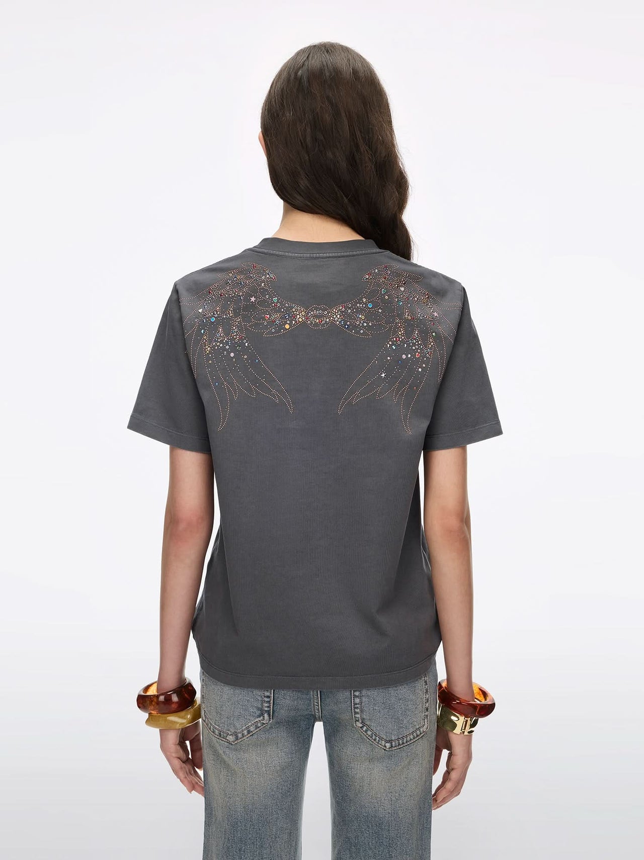 T-Shirt with Rhinestone Details