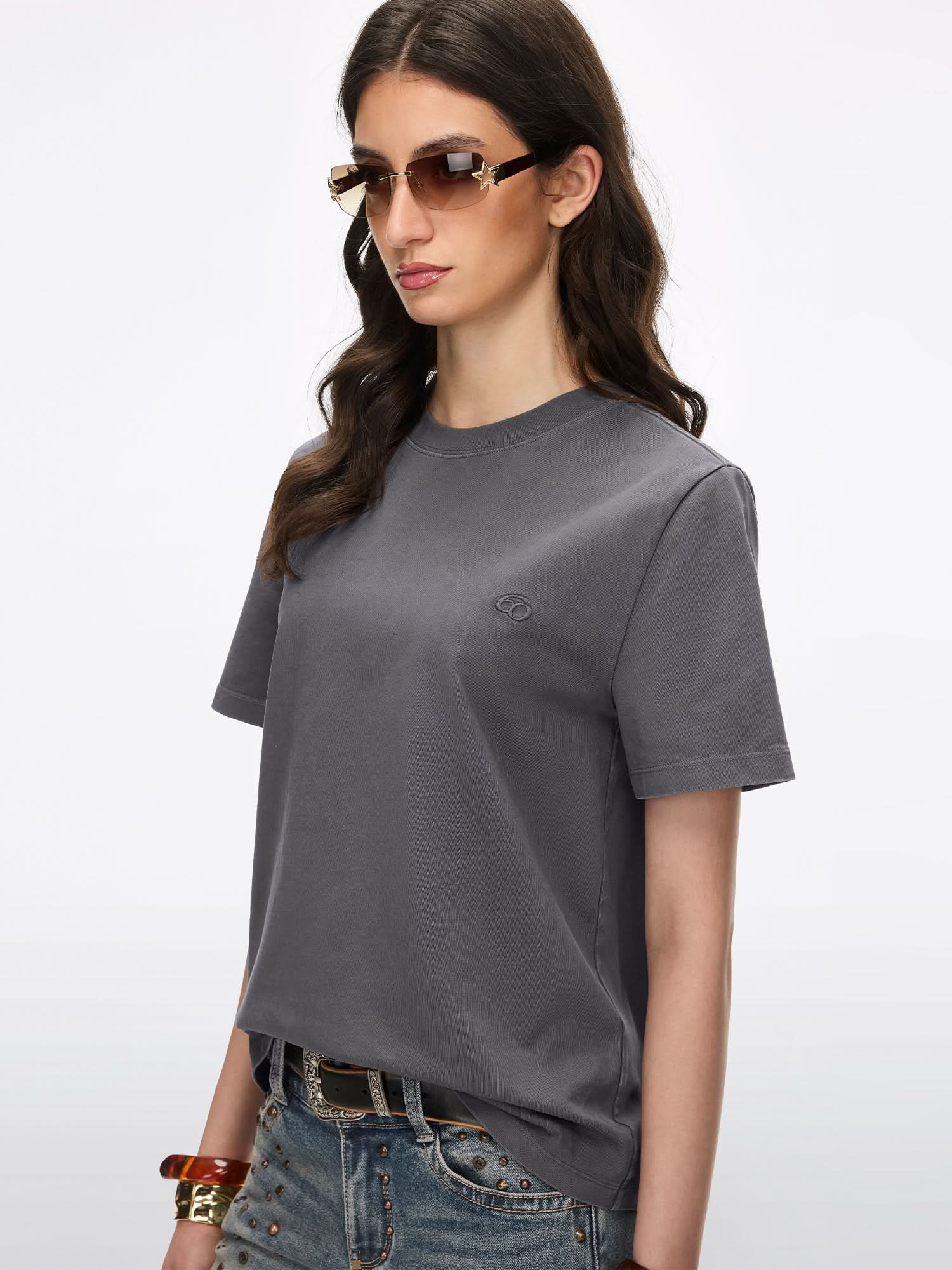 T-Shirt with Rhinestone Details