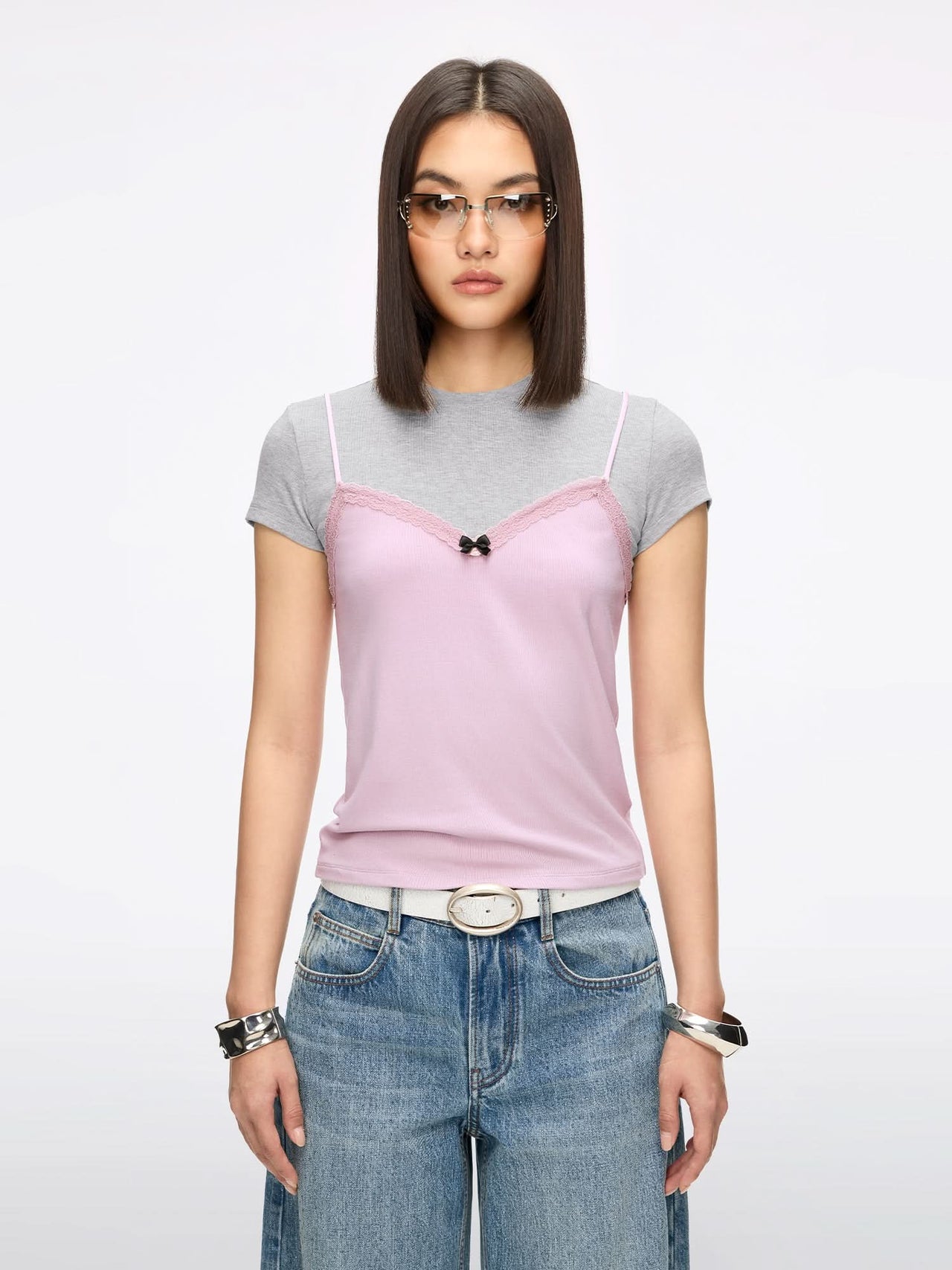 Faux Layered Lace T-Shirt