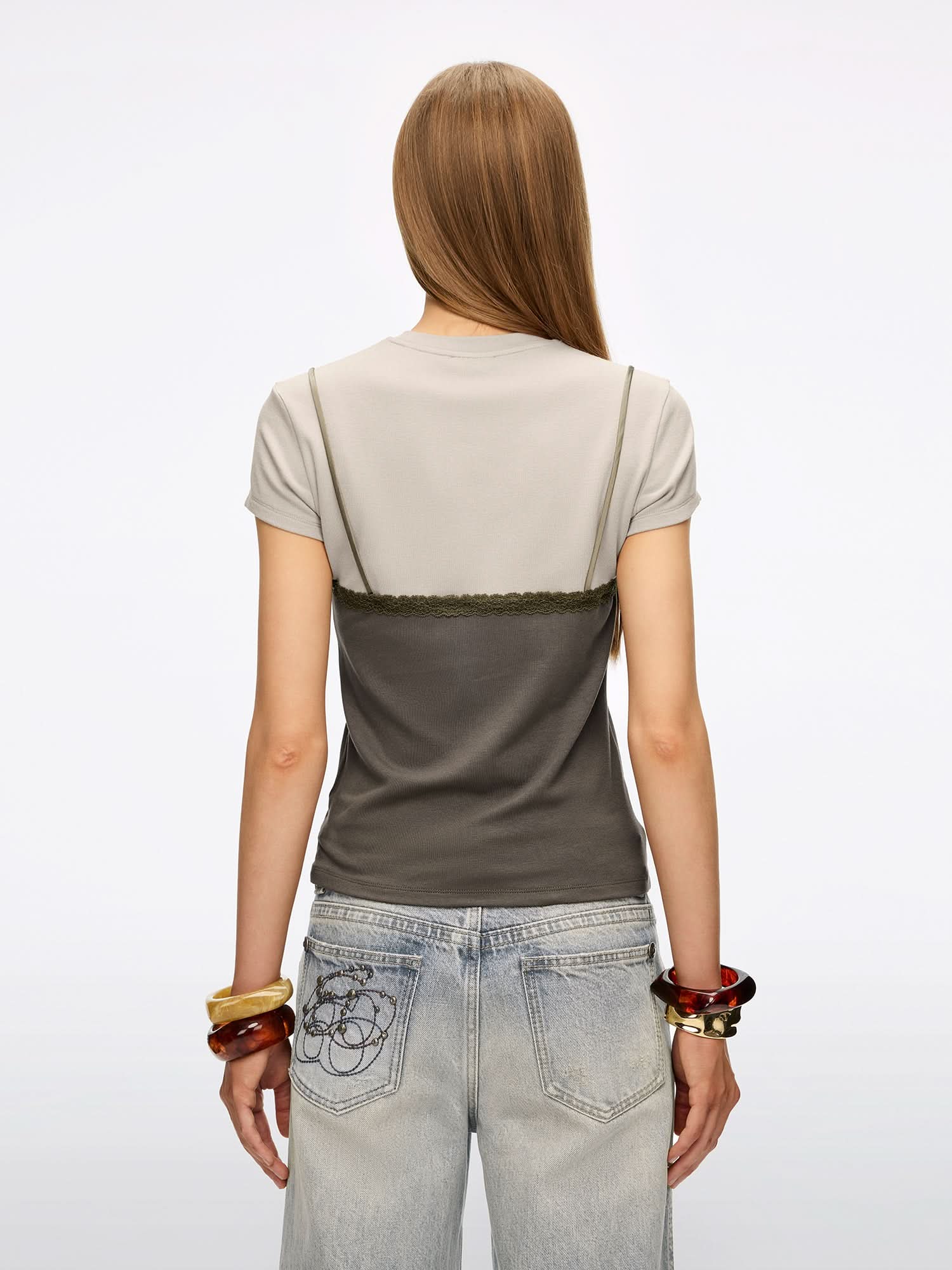 Faux Layered Lace T-Shirt