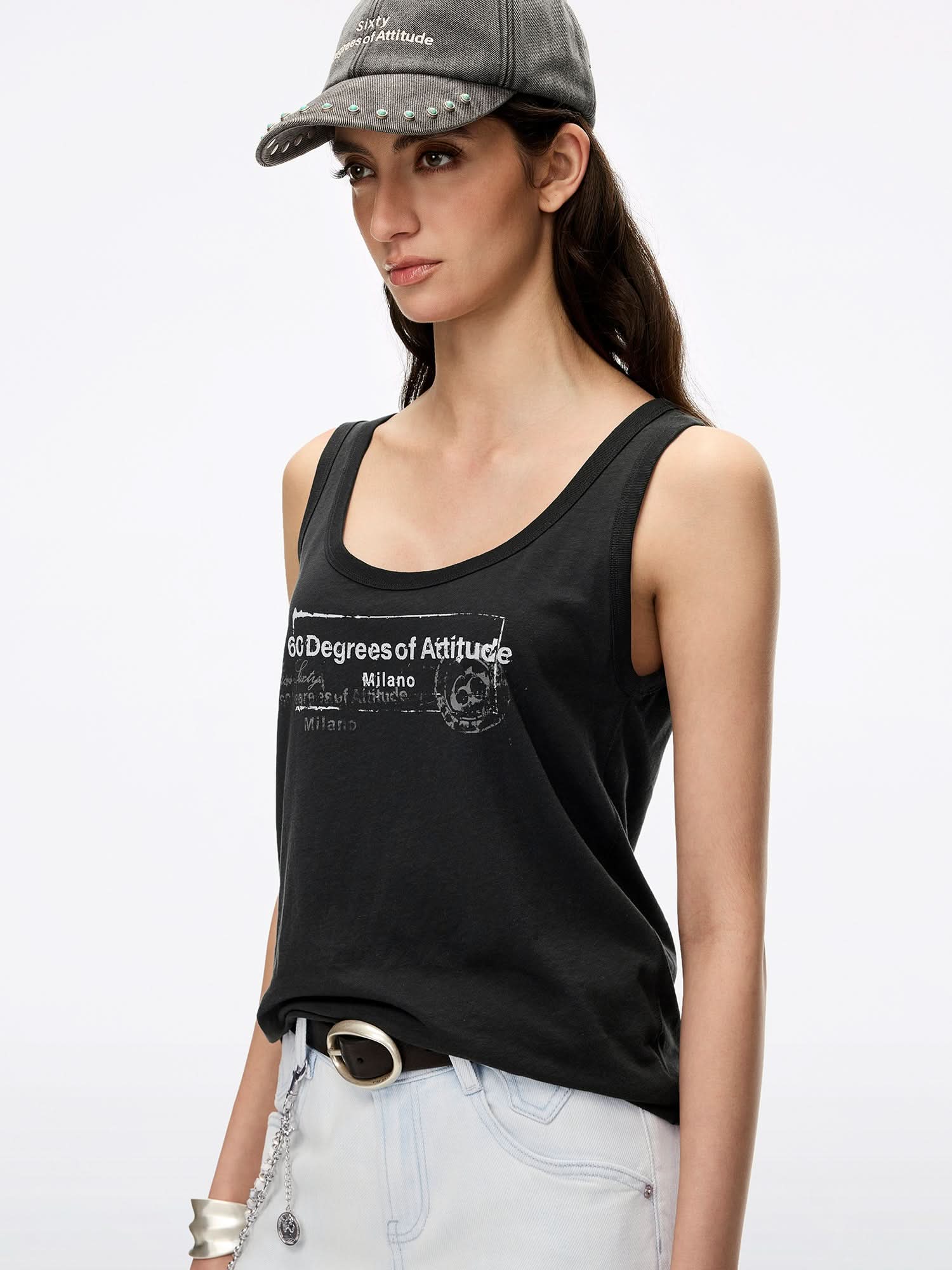 Printed Sleeveless T-Shirt