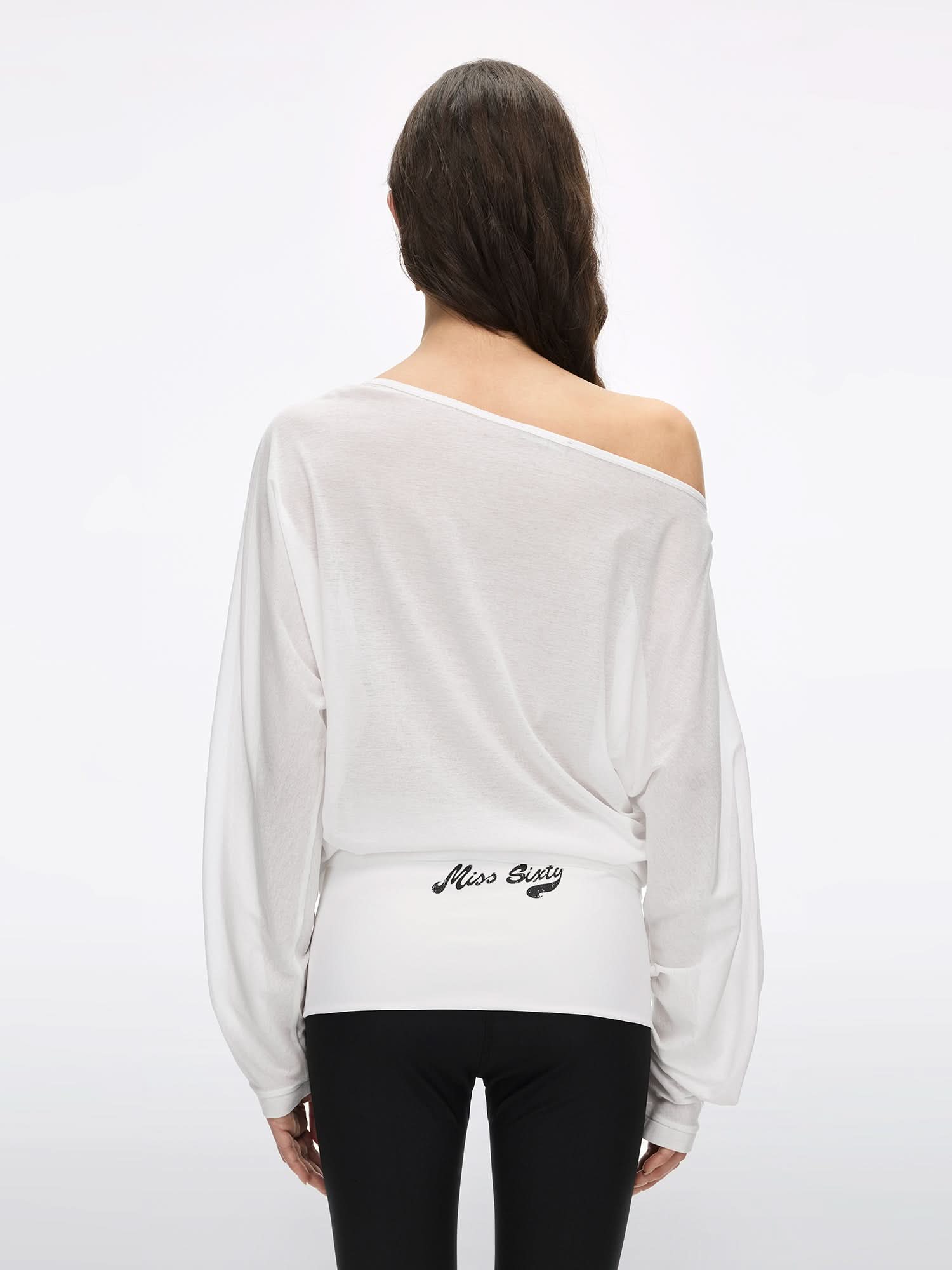 Off-Shoulder Rhinestone T-Shirt