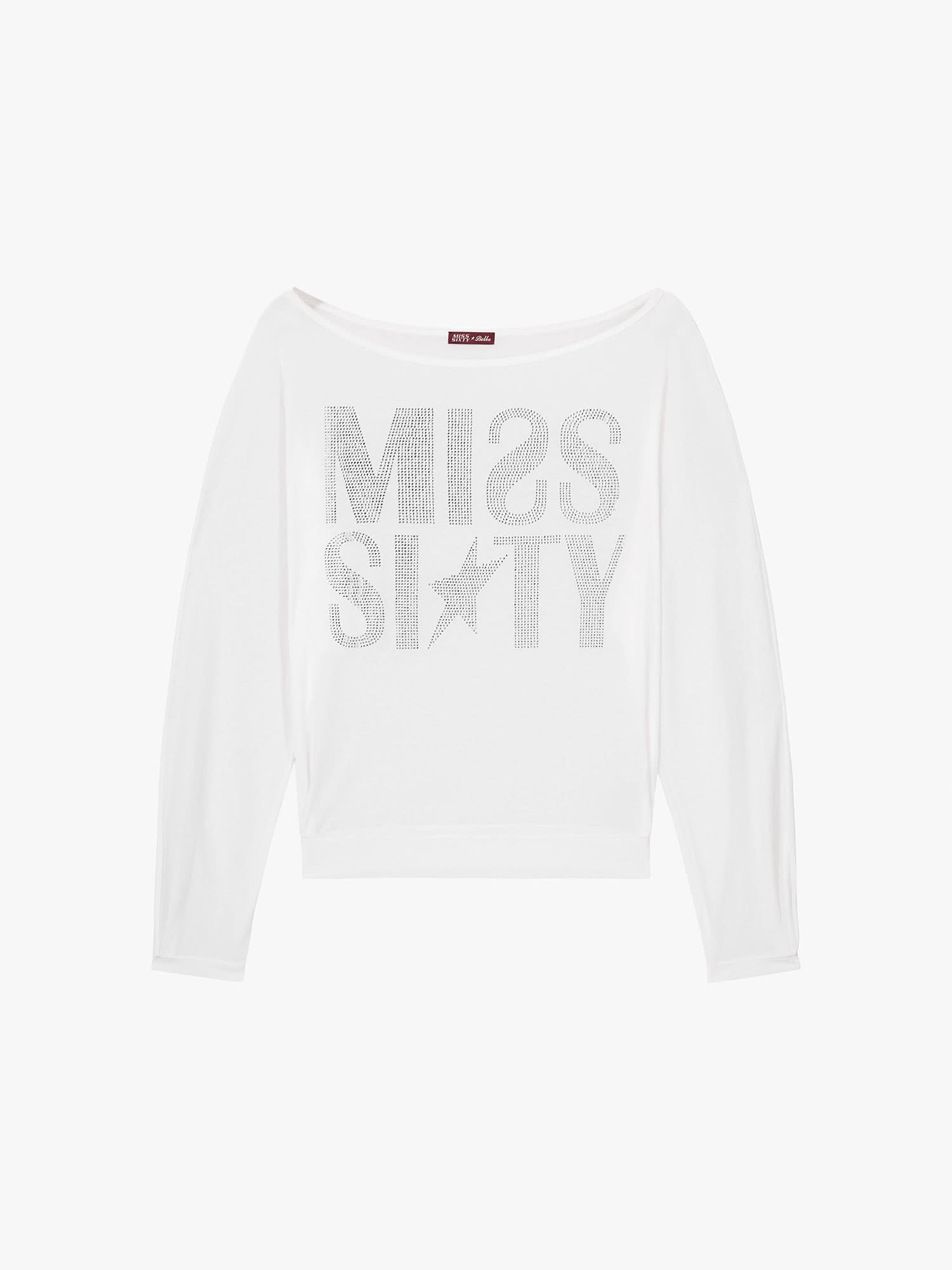 Off-Shoulder Rhinestone T-Shirt