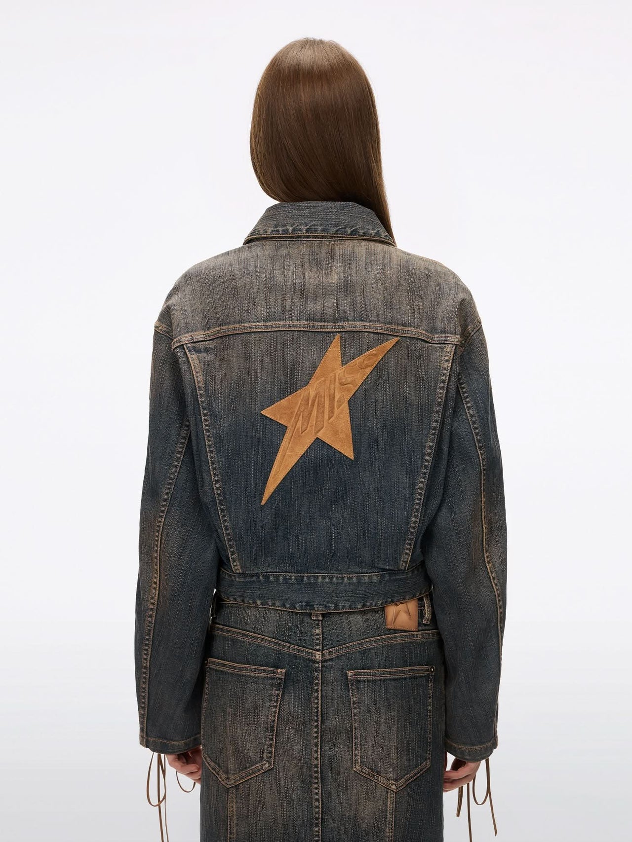 Distressed Tie-Front Denim Jacket