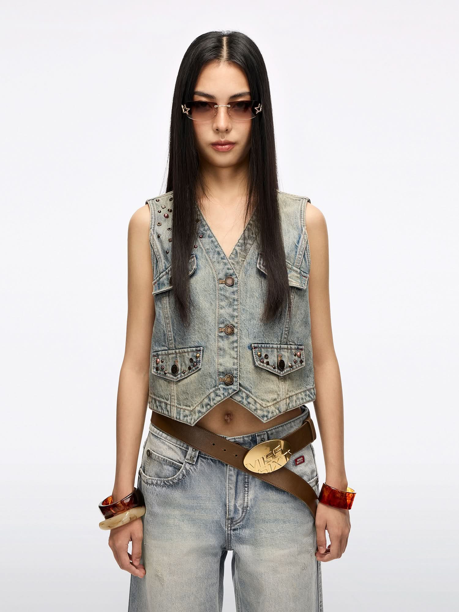 Studded Denim Vest