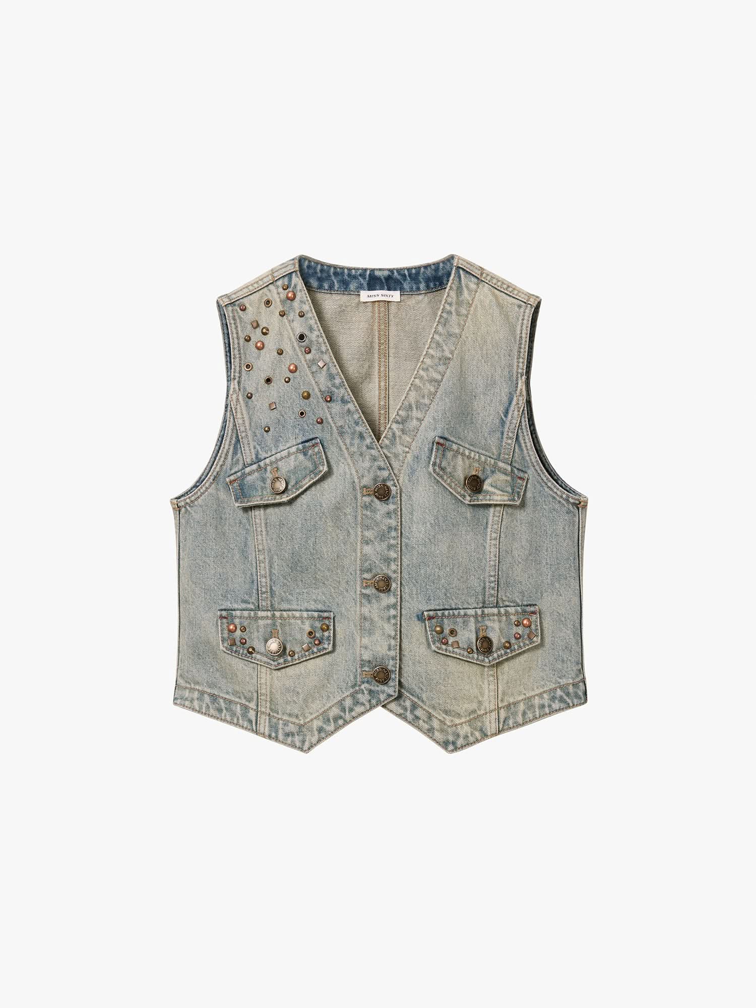 Studded Denim Vest