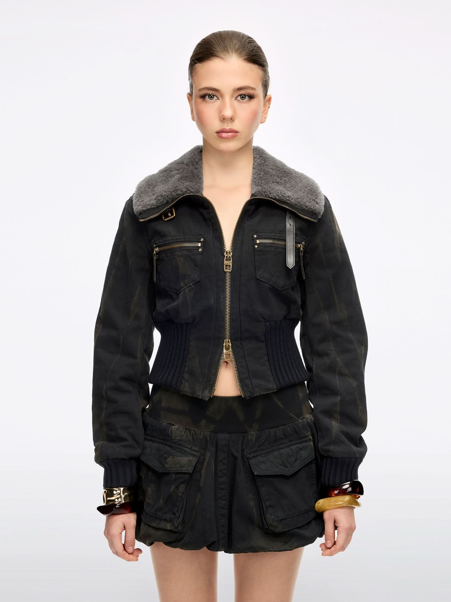 Denim Jacket with Fleece Collar