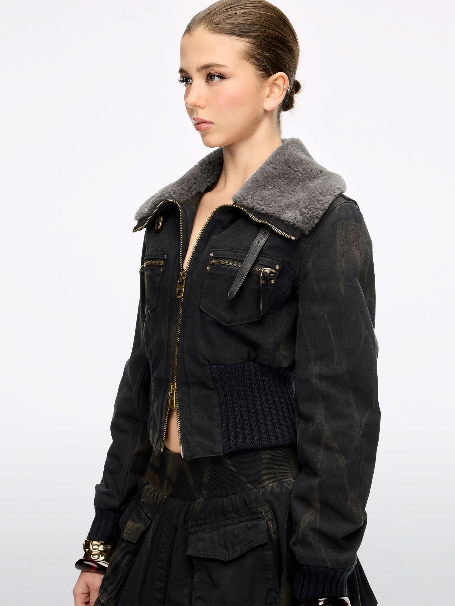 Denim Jacket with Fleece Collar