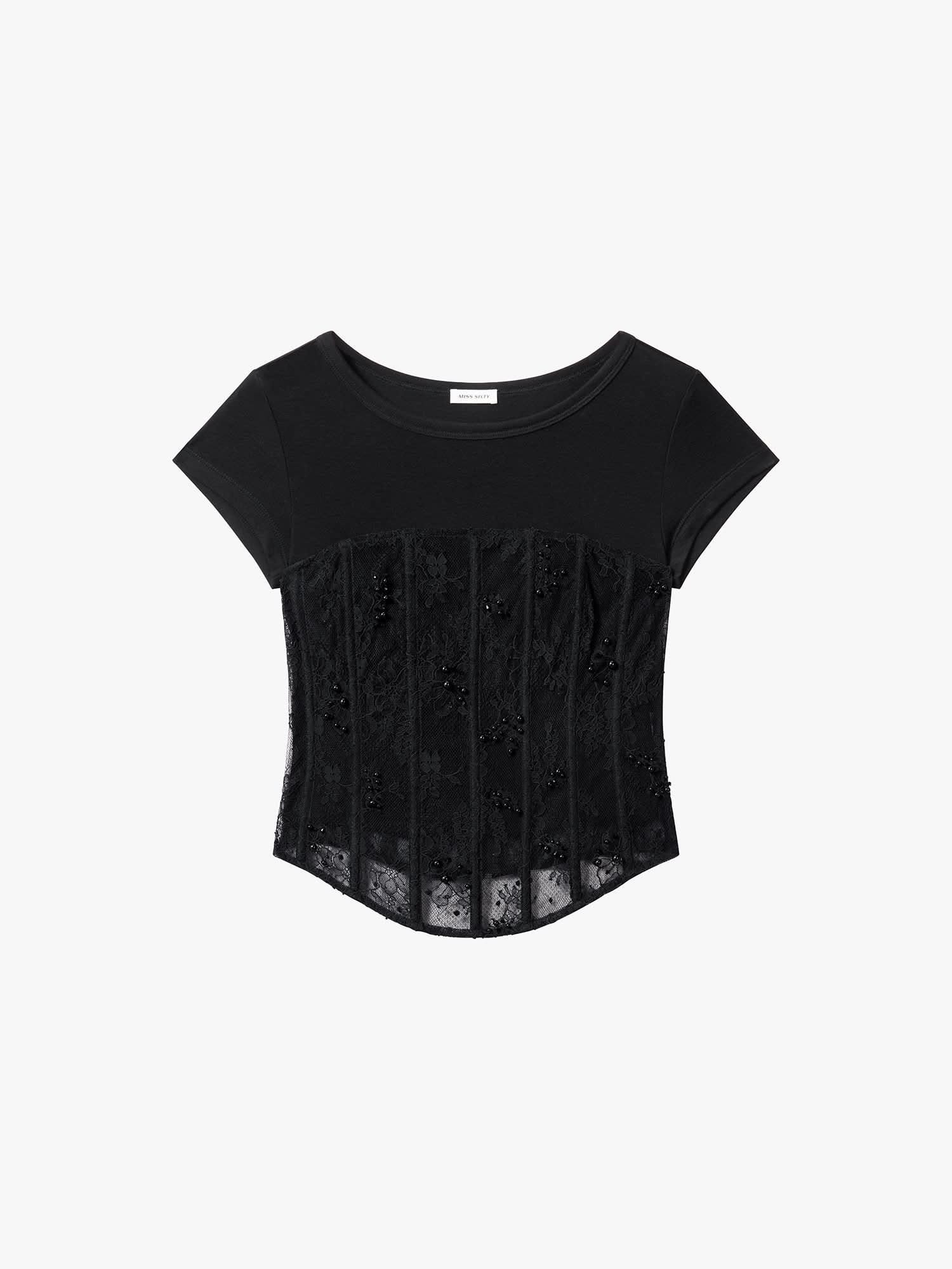 Beaded Lace Layered Shirt - MISS SIXTY