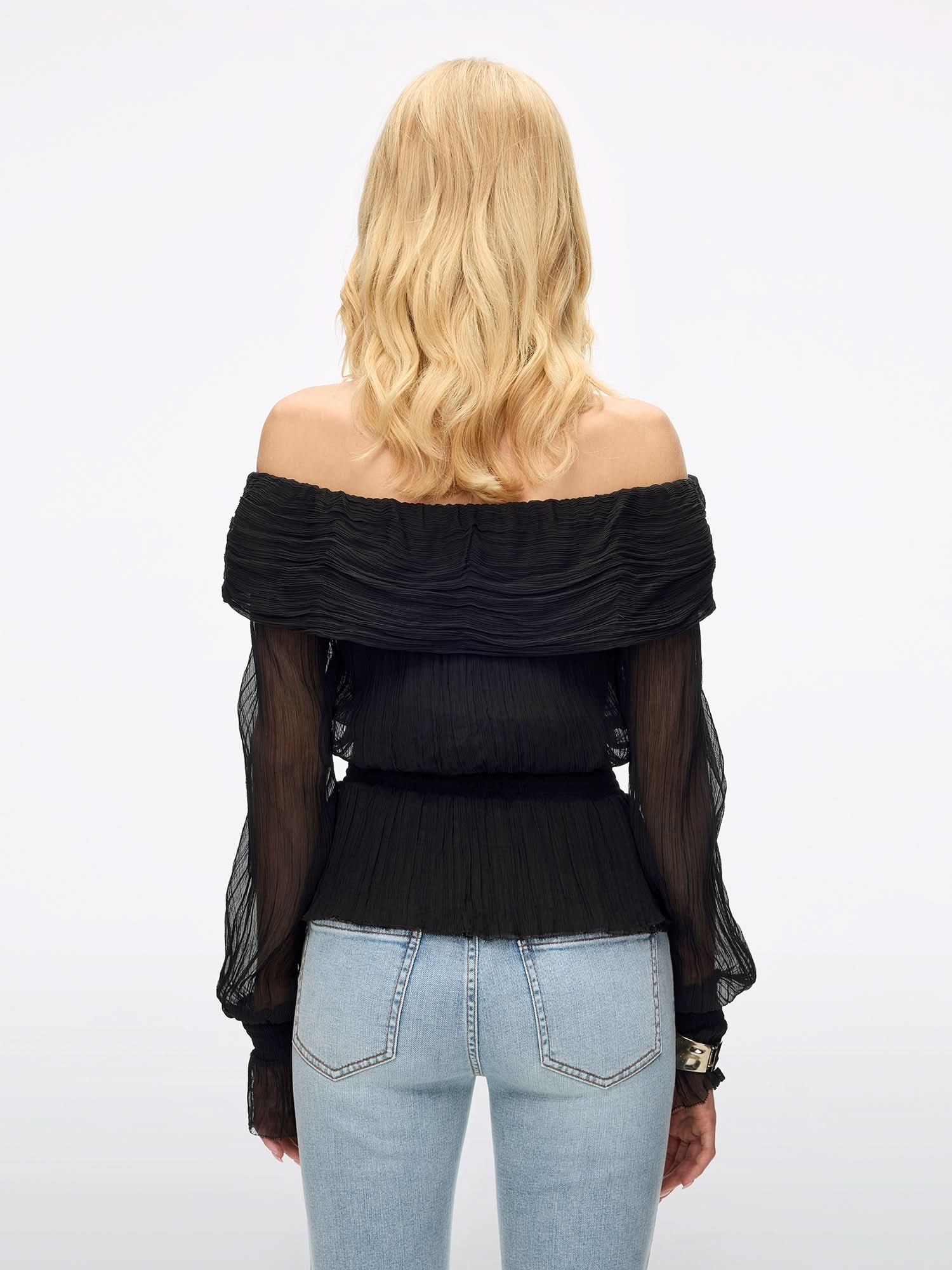 Off-Shoulder Silk Shirt