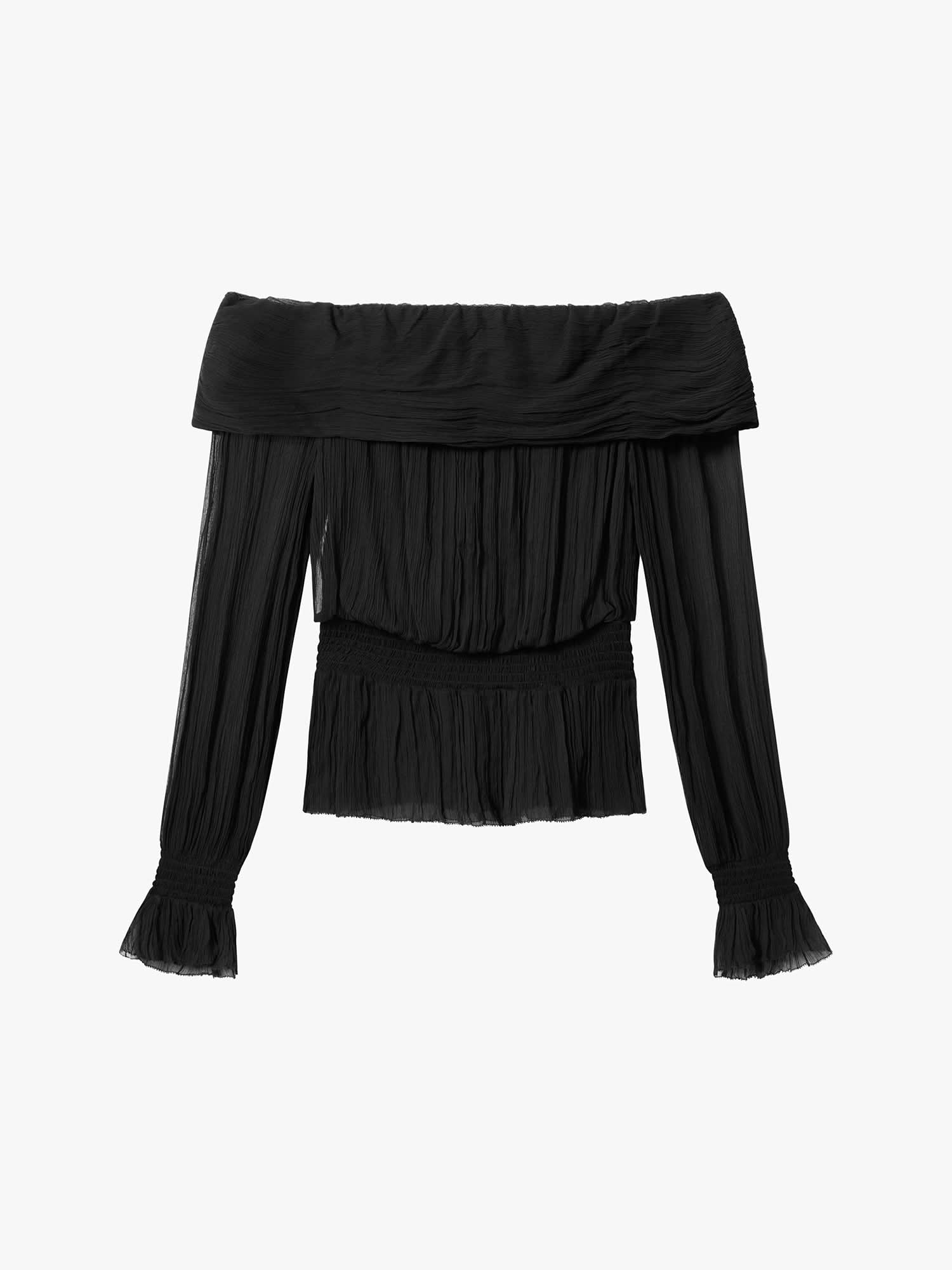 Off-Shoulder Silk Shirt