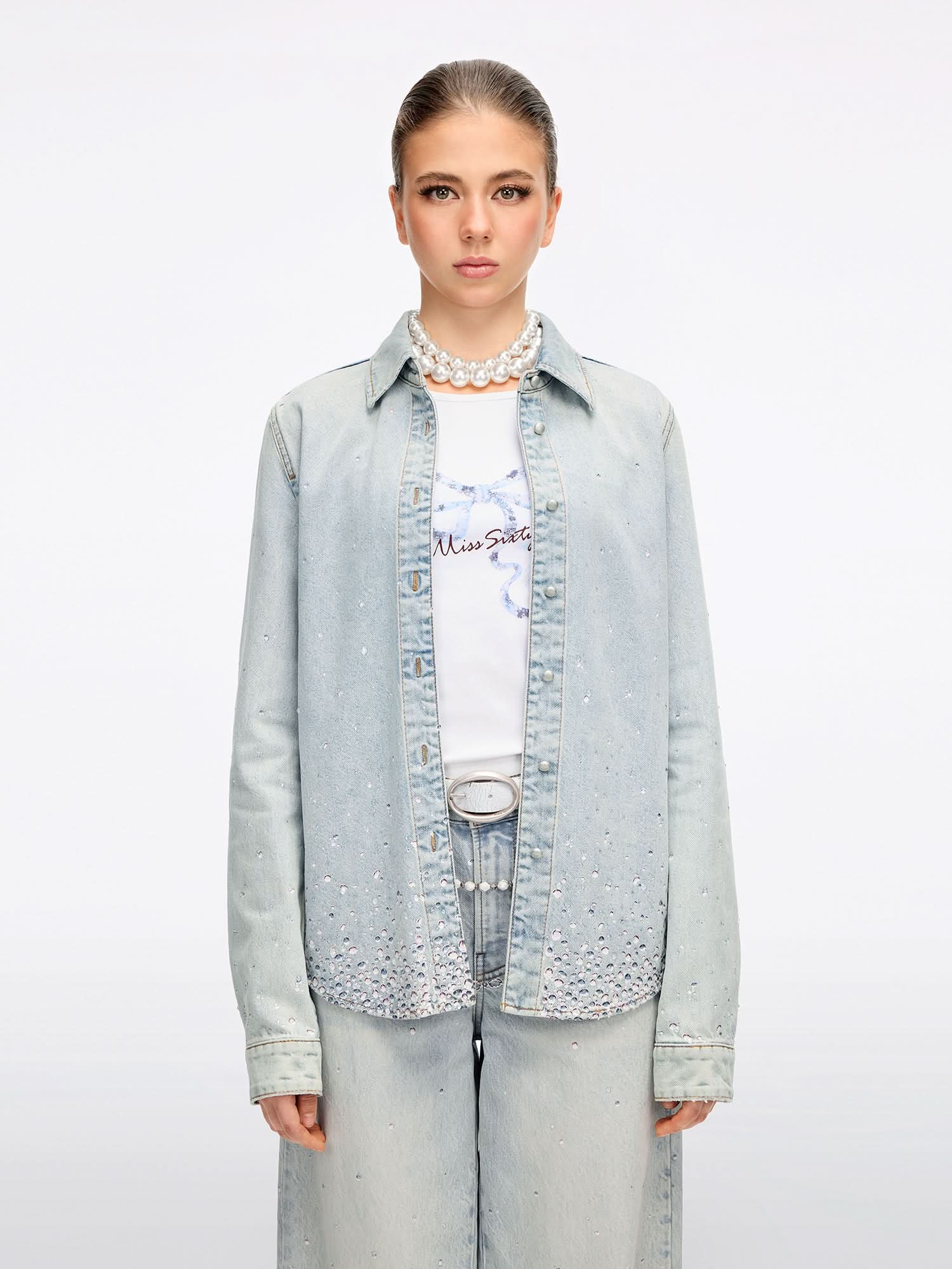 Rhinestone Denim Shirt