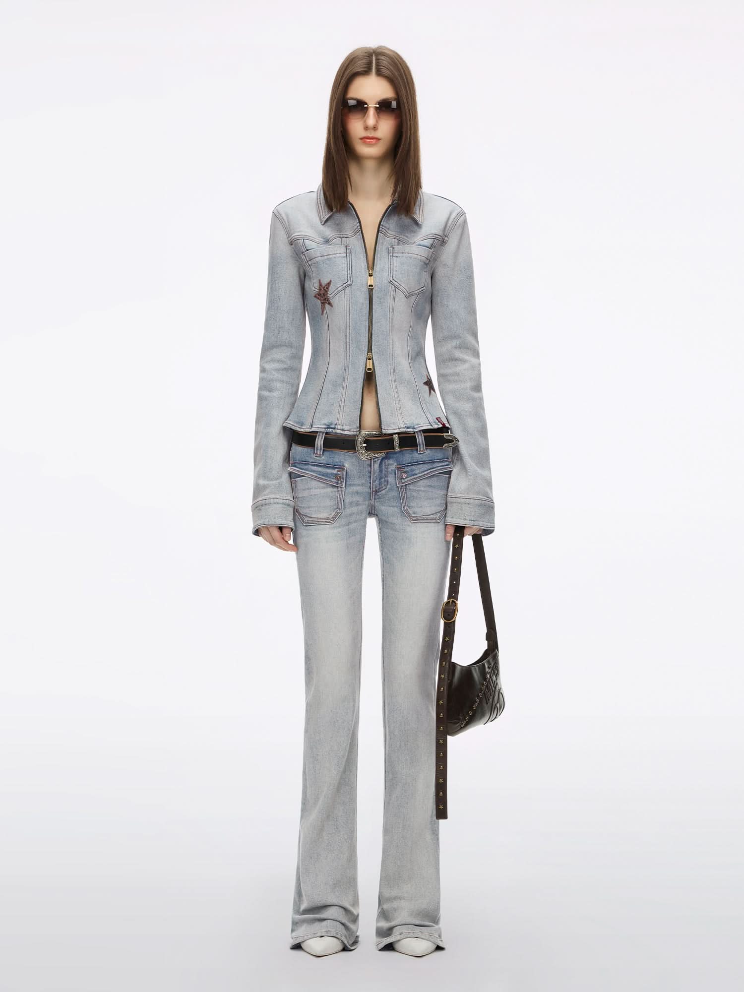 Zipper Denim Shirt - MISS SIXTY