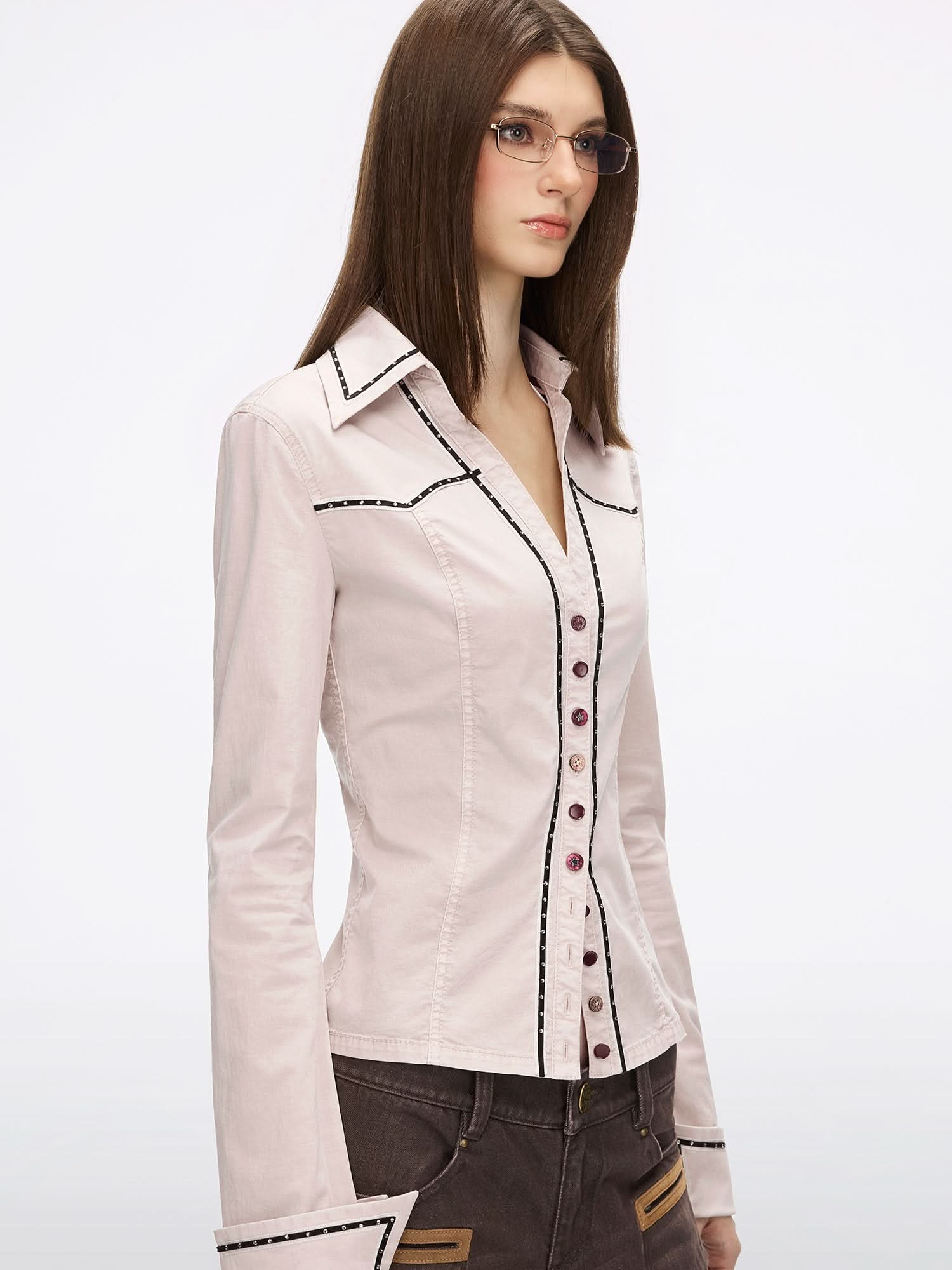 Rhinestone Button Shirt