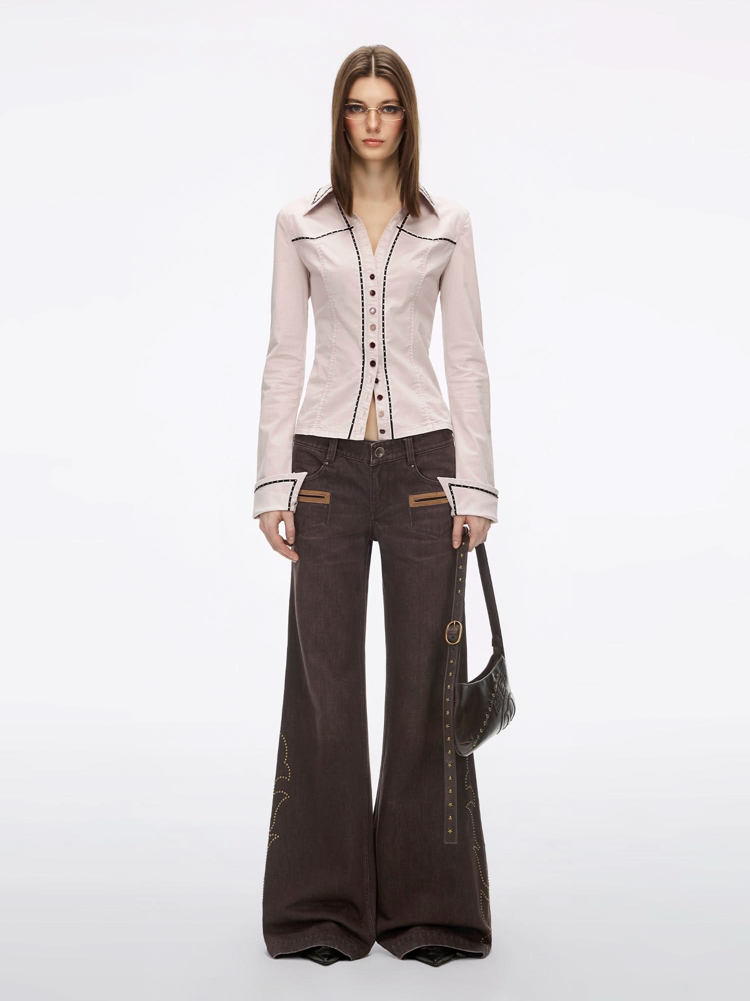 Rhinestone Button Shirt