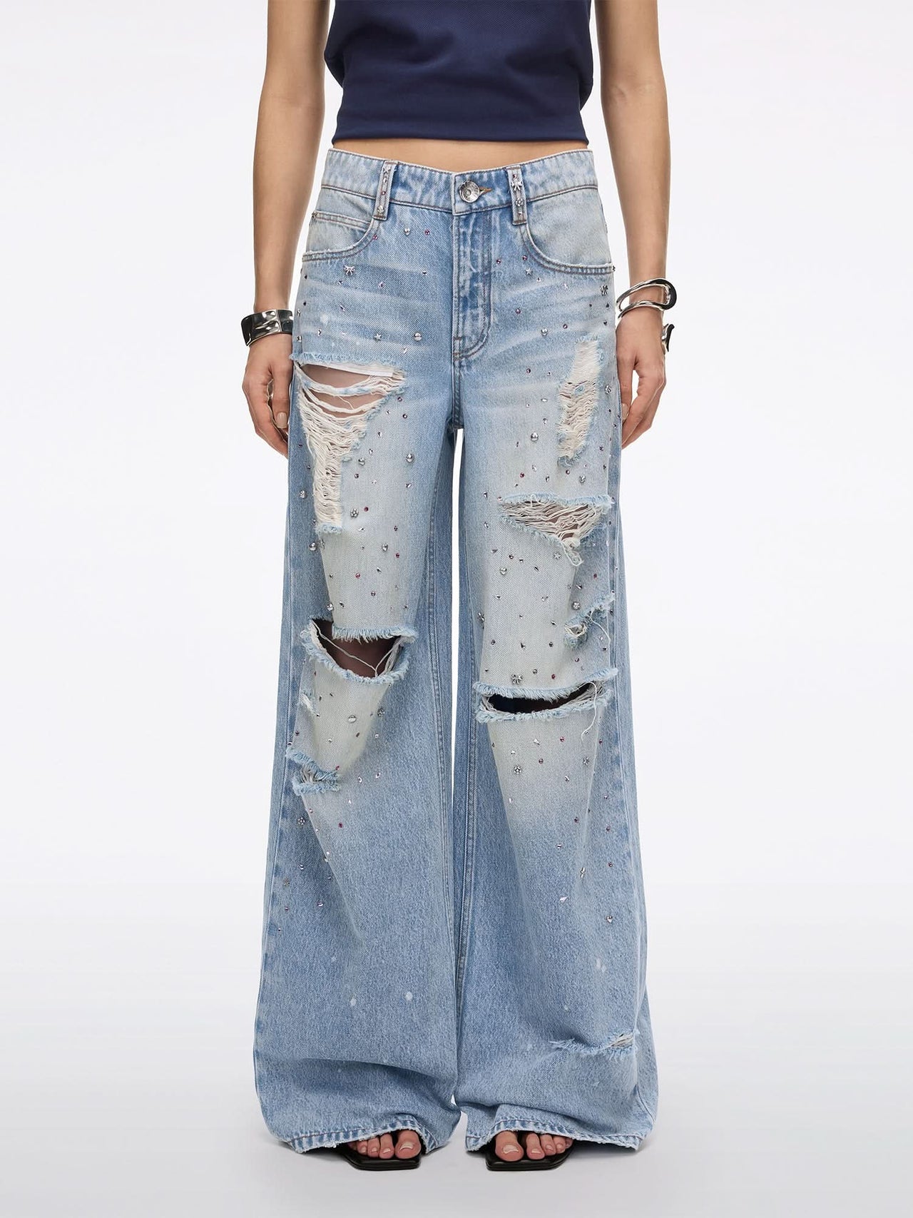 Rhinestone Straight-Leg Jeans