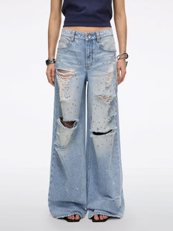 Rhinestone Straight-Leg Jeans
