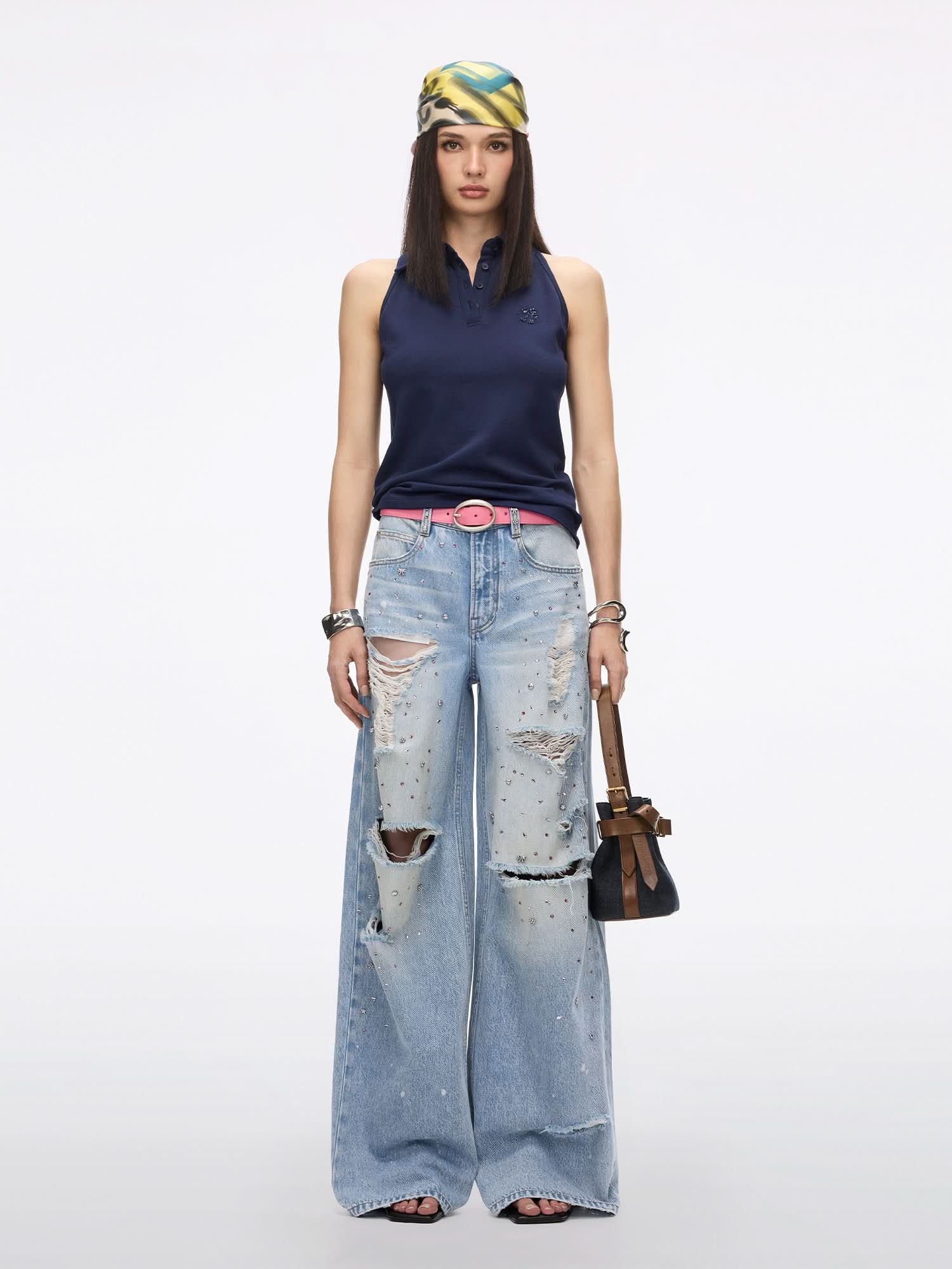Rhinestone Straight-Leg Jeans