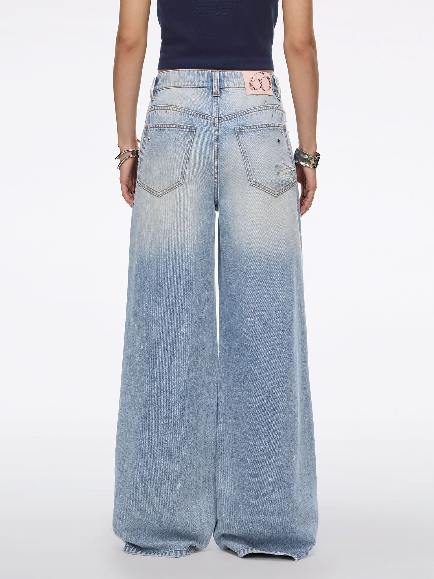 Rhinestone Straight-Leg Jeans