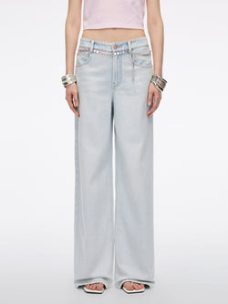 Straight-Leg Jeans with Waist Chain