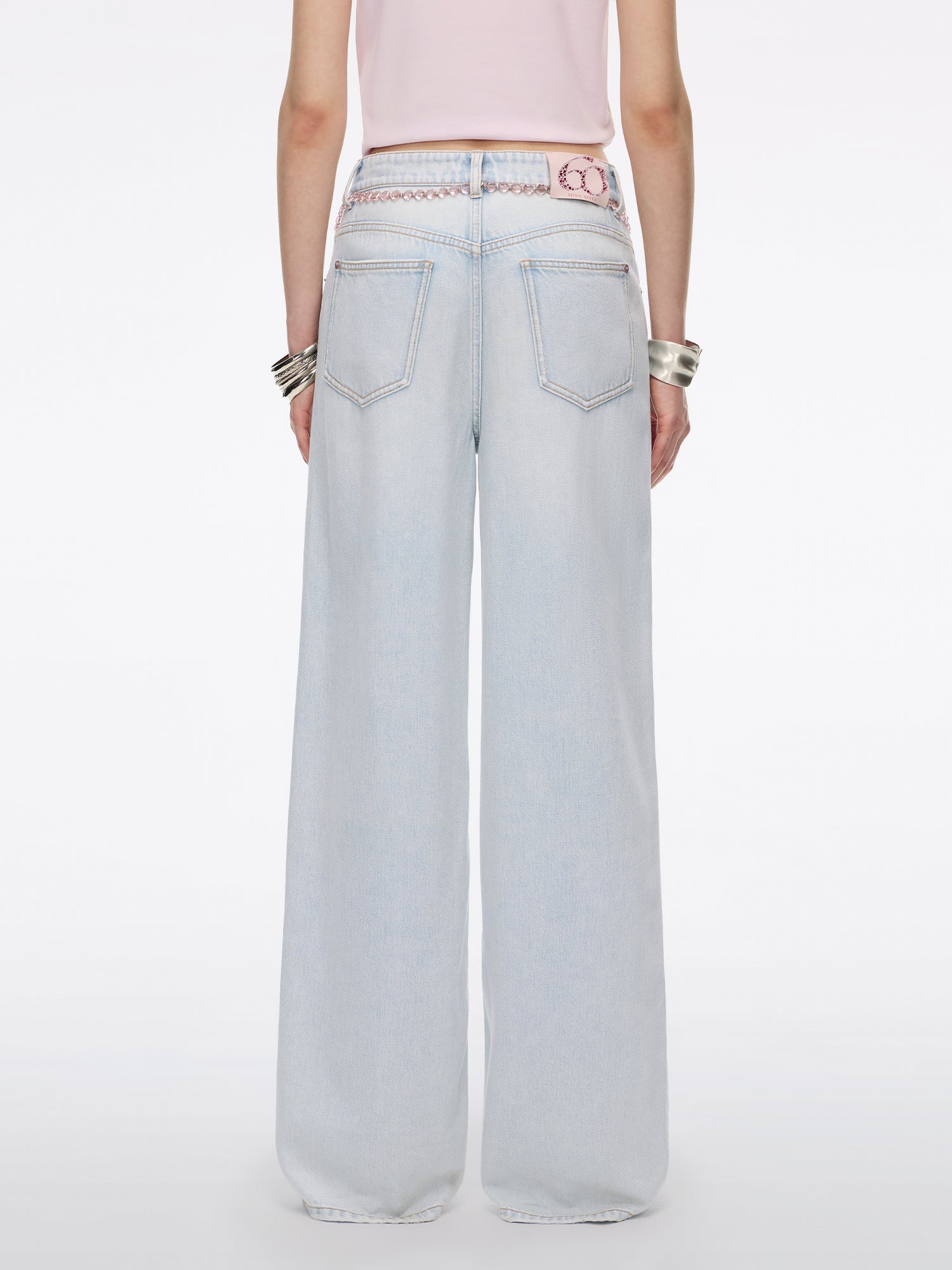 Straight-Leg Jeans with Waist Chain