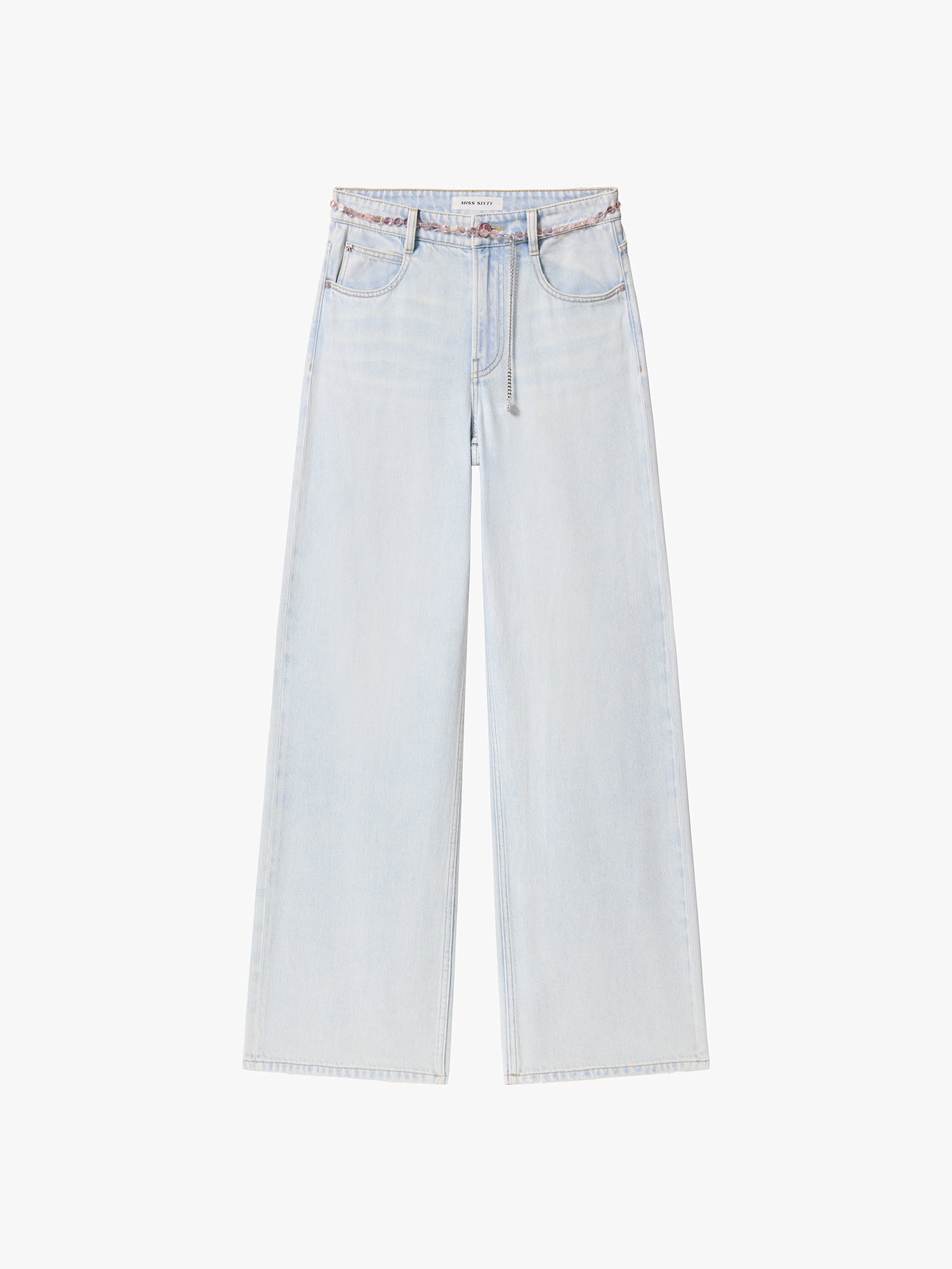 Straight-Leg Jeans with Waist Chain