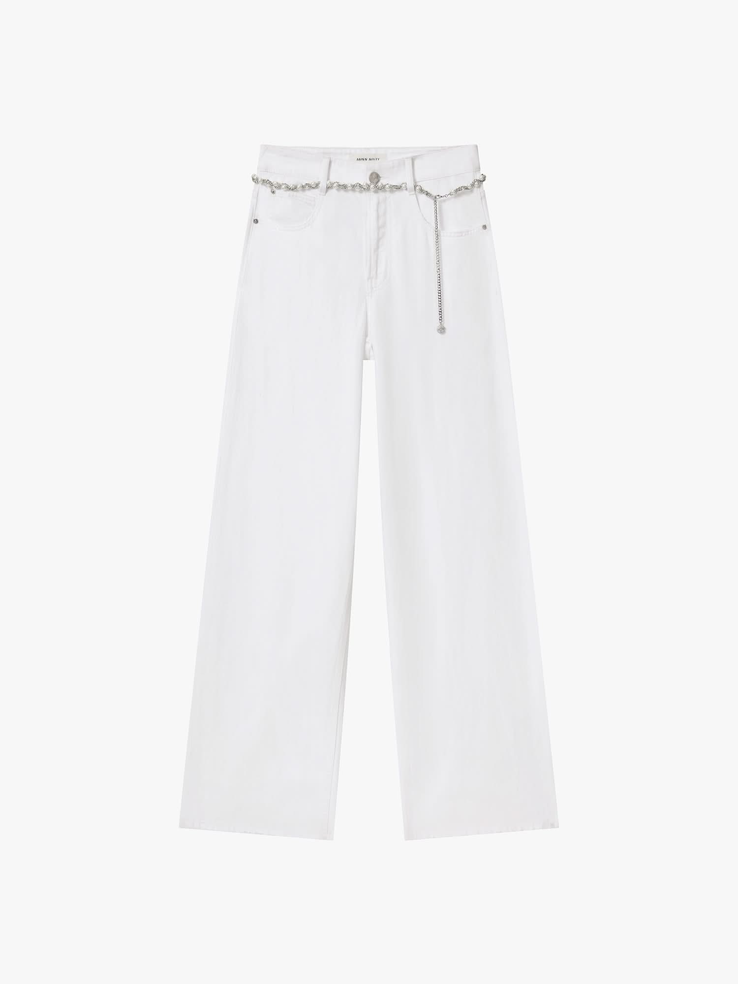 Straight-Leg Jeans with Waist Chain