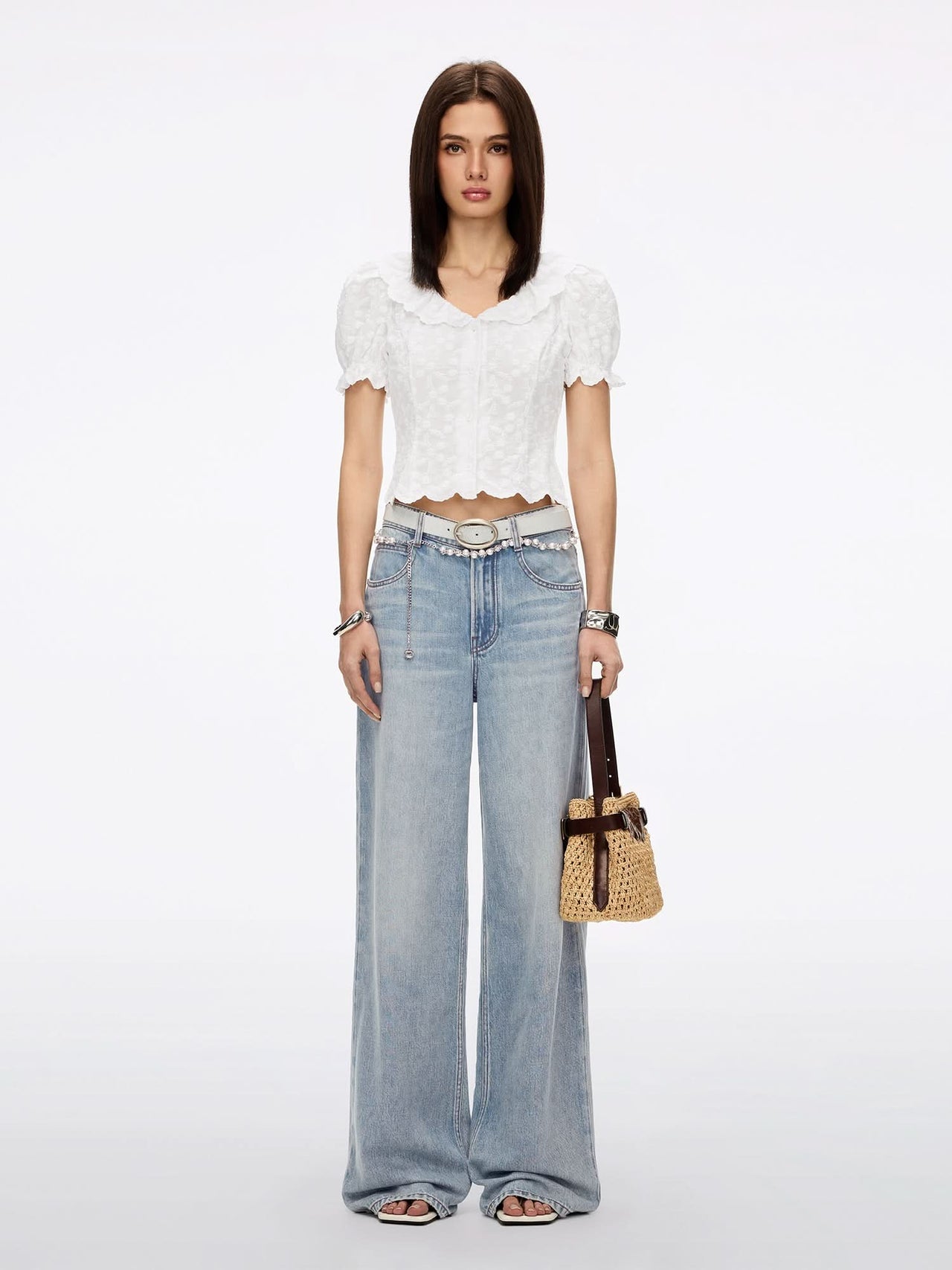 Straight-Leg Jeans with Chain Belt