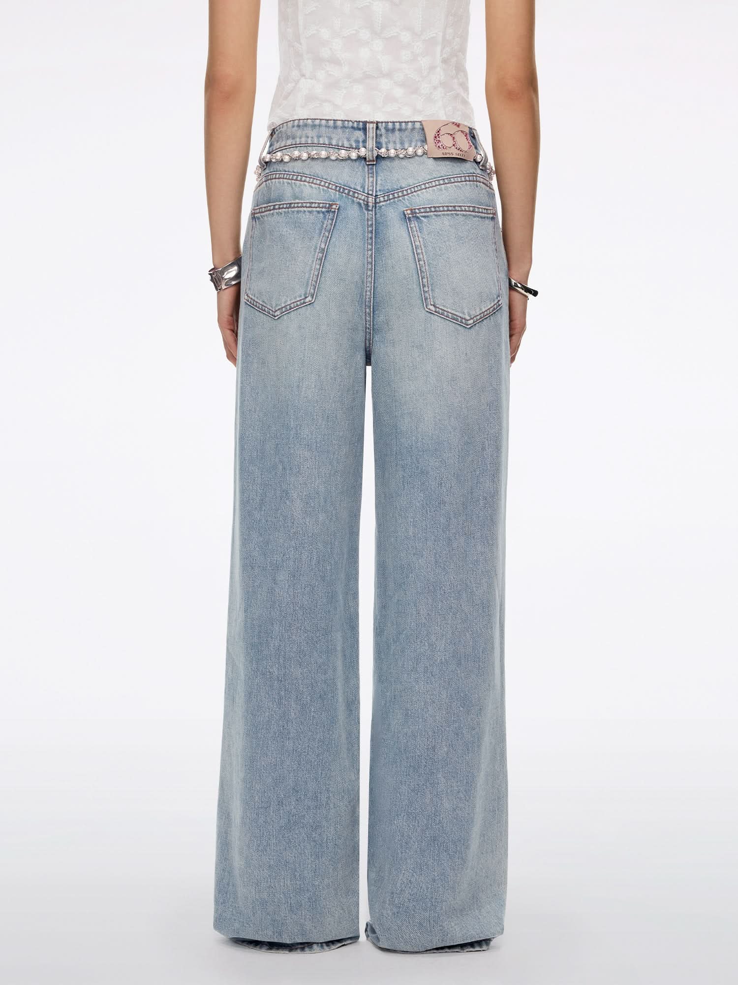 Straight-Leg Jeans with Chain Belt