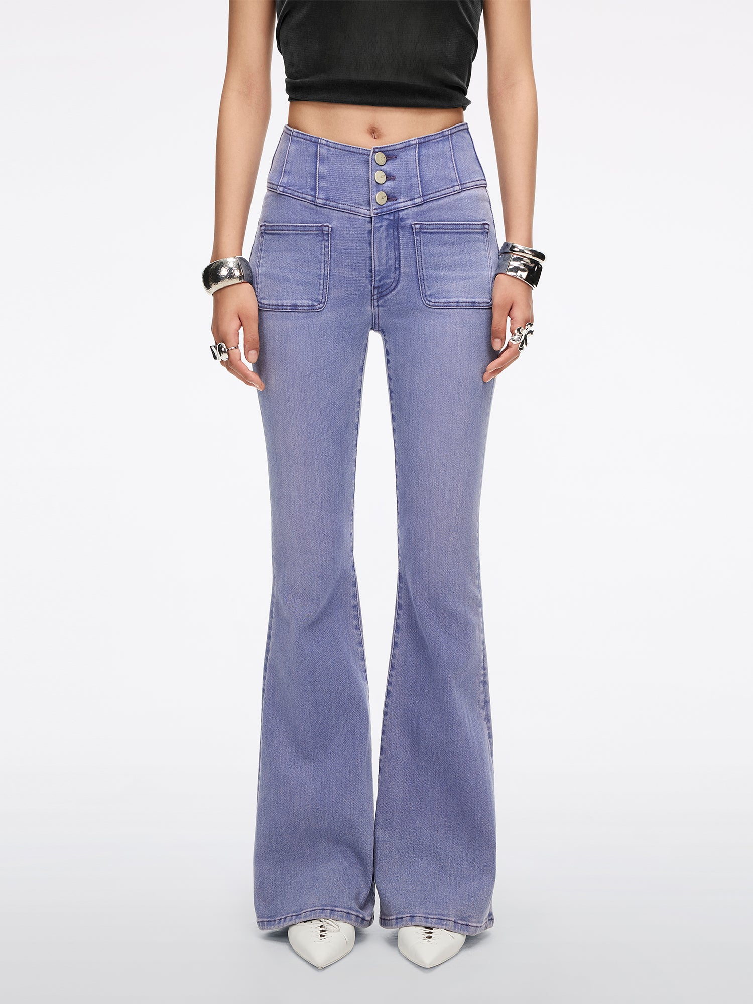 Slim-Fit Flared Jeans-GLENDA PLUS 5